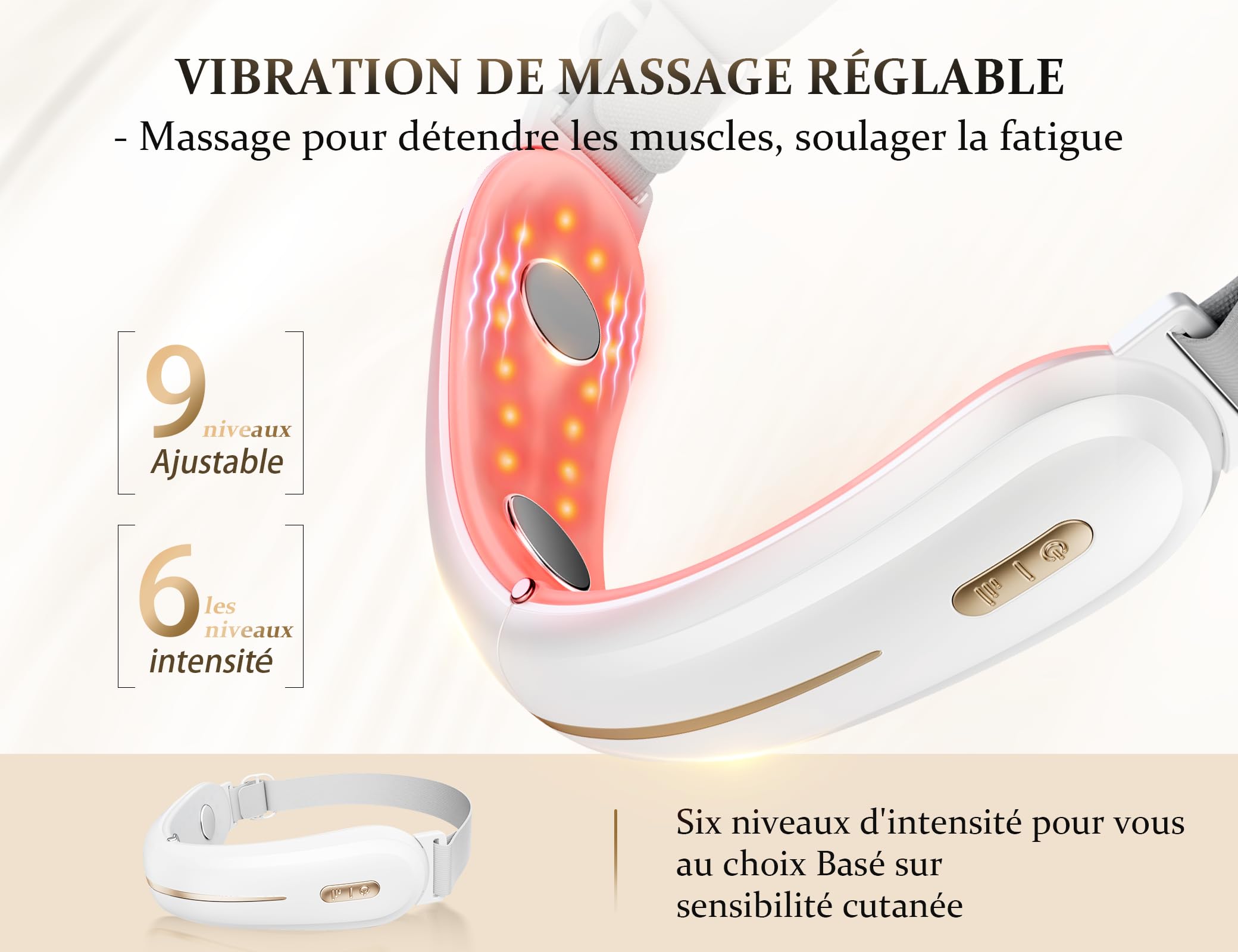 Appareil massage Visage ANLAN Appareil Anti Rides Visage, 4 Mode EMS Lifting Visage, Double Menton/Muscle Masséter, 42°C LED Rouge et Bleue, Télécommande LCD