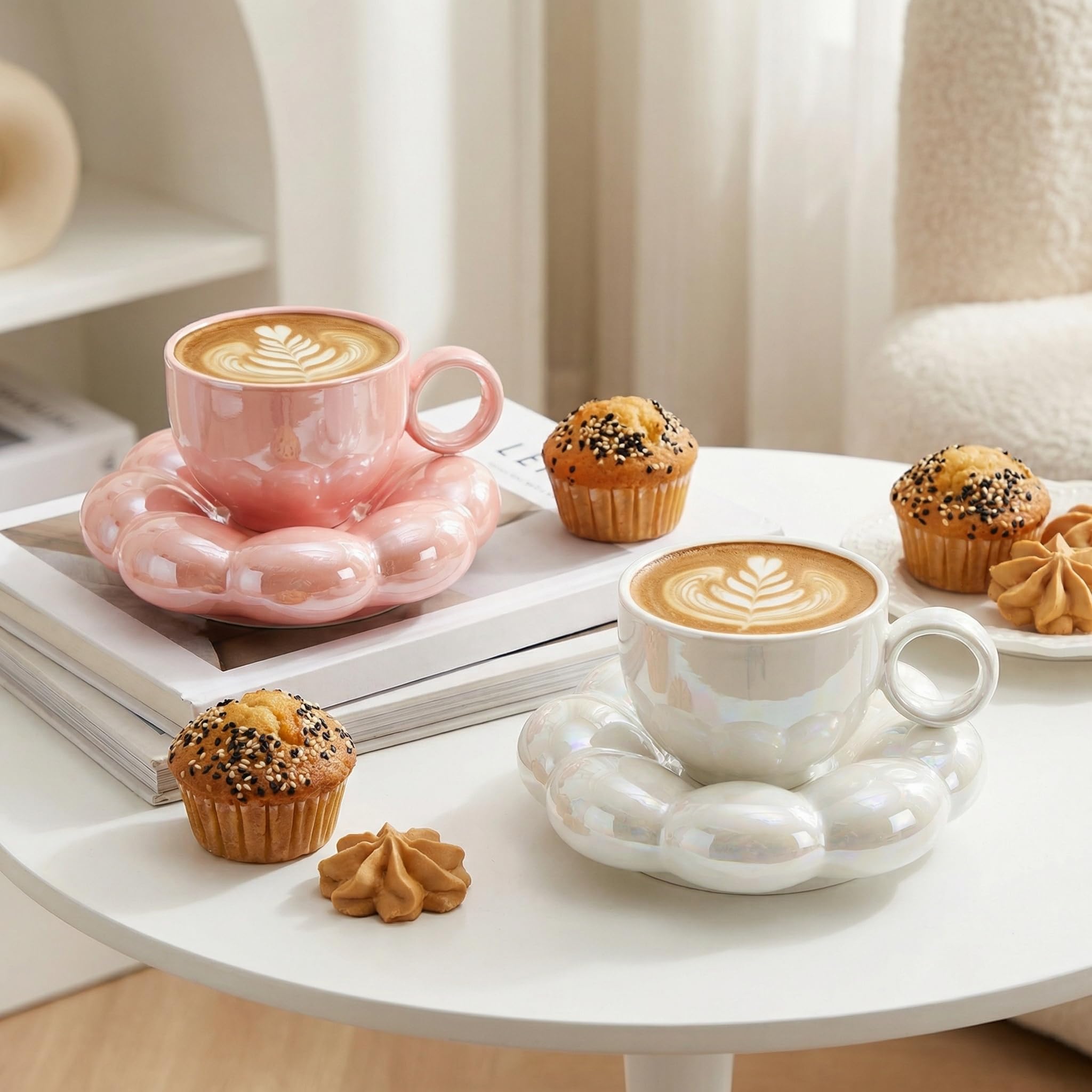 Amazon.com | Goaste 2 Pack Ceramic Coffee Mug with Saucer Set