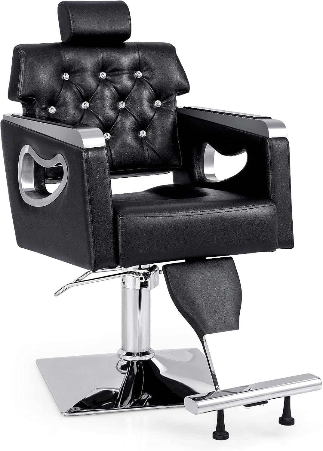 RELAX4LIFE Silla Peluquería Giratoria 360° con Respaldo Inclinable y Reposacabezas Ajustable en 6 Niveles, Sillón Barbero Hidráulico para Salón de SPA y Belleza, Barbería, Carga 150 kg