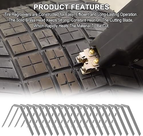 Miniatura 5 de Cuchilla de ranurado de neumáticos ideal para rebrote de neumáticos #5 932 pulgadas (18 piezas) Herramienta de ranurado de neumáticos, kit de
