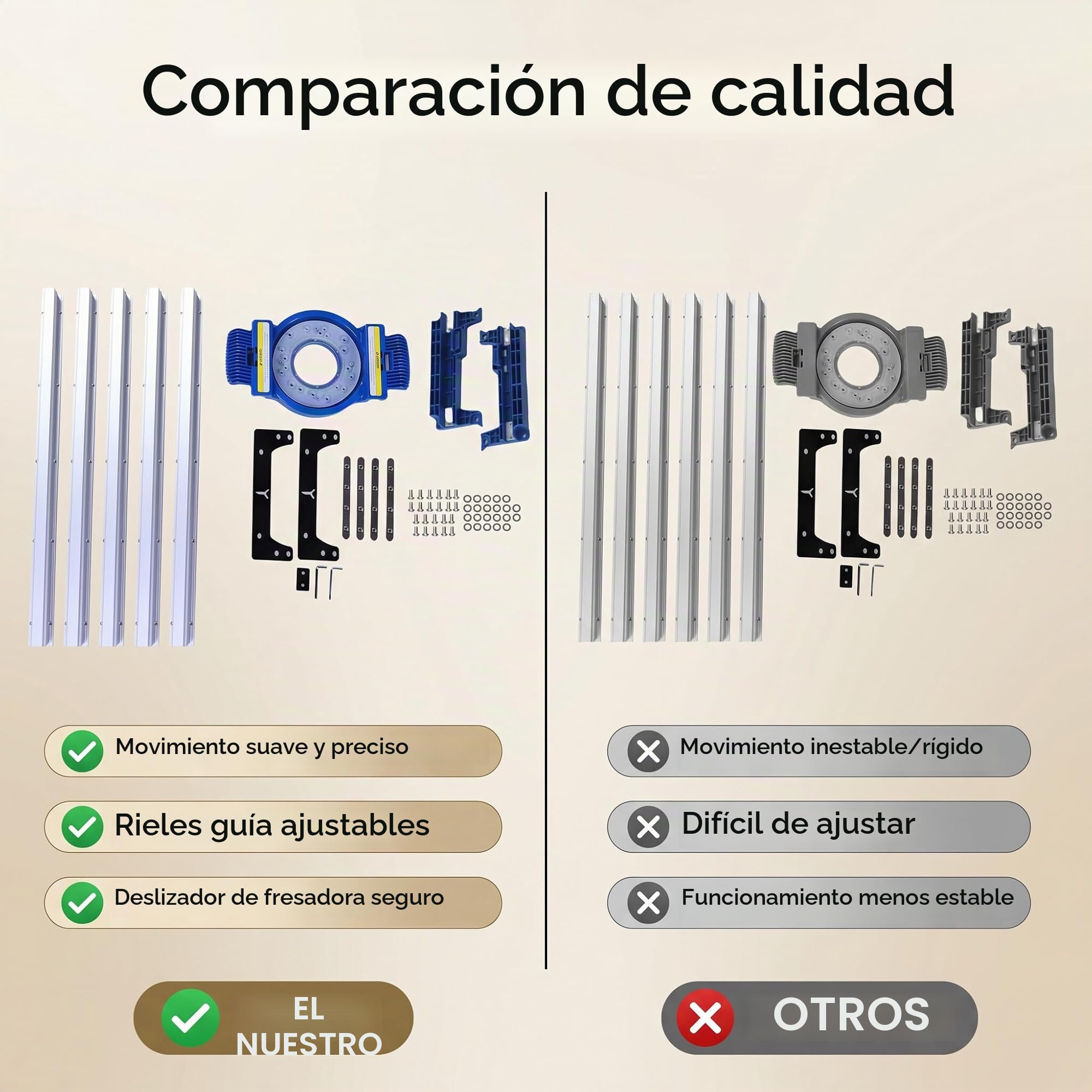 Greensen Trineo de Router, Plantilla de Nivelación de Losas de Aleación de Aluminio con Riel Preciso y Deslizador de Baja Fricción, para Proyectos de Tableros de Madera, Caras Finales y