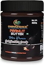 OwnChoice Peanut Butter Dark Chocolate Flavour Crunchy 400g - 24% Protein & 6.42g Dietary Fiber | Made with Premium Roasted Nuts & Cocoa, Gluten Free, Zero Cholesterol & Trans Fat, Vit E & B3, Dark Chocolate (400g, Crunchy)