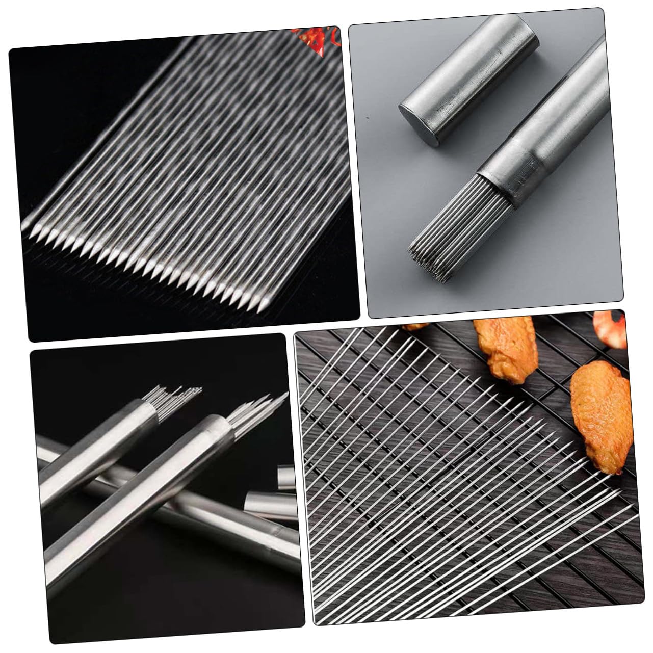 VILLCASE Spiedini in Acciaio Inossidabile 304 Rotondi Resistenti per Barbecue e Picnic, Bastoncini Riutilizzabili 2mm X 35cm, Confezione da 100 Pezzi, Utensili per Grigliate All'aperto e Cucina Estiva