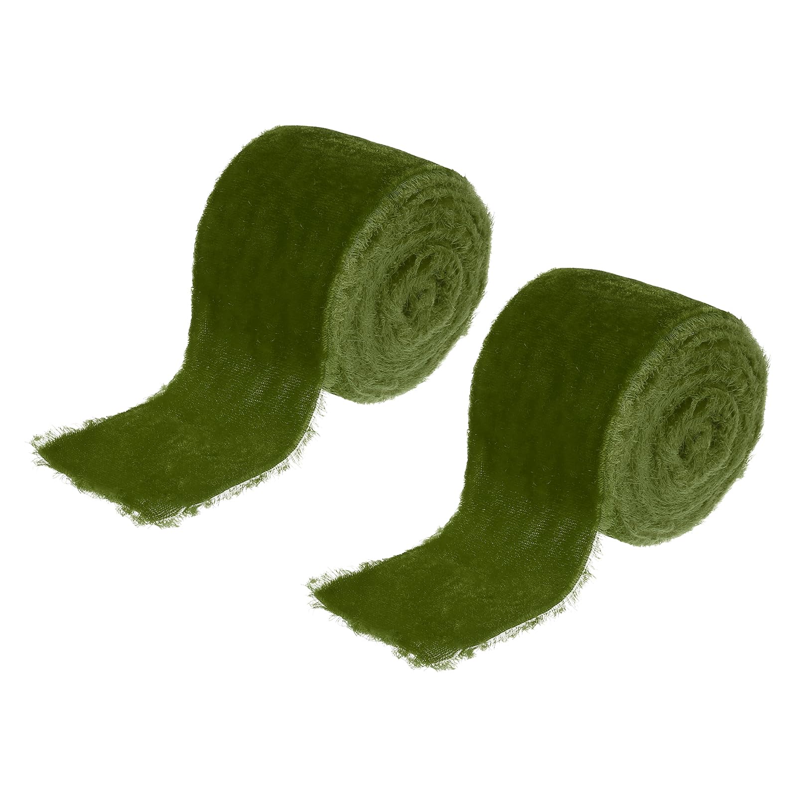 Ruban en velours effiloché vert gazon 5,1 cm pour bouquet de fleurs et décoration de table