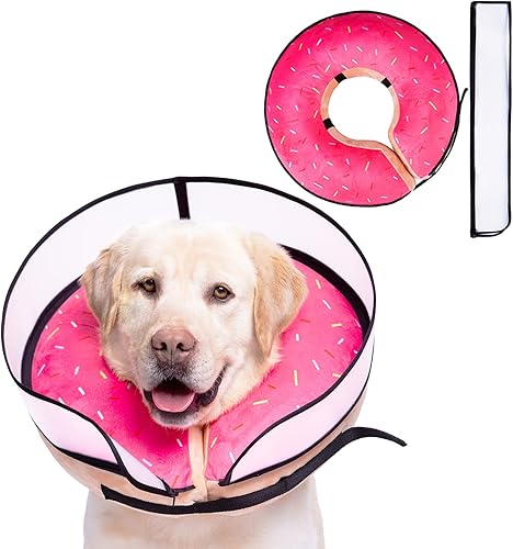 Collar inflable para perro con forma de cono de perro con dona de cuello suave mejorada antilamer para perros y gatos, collar de cono de