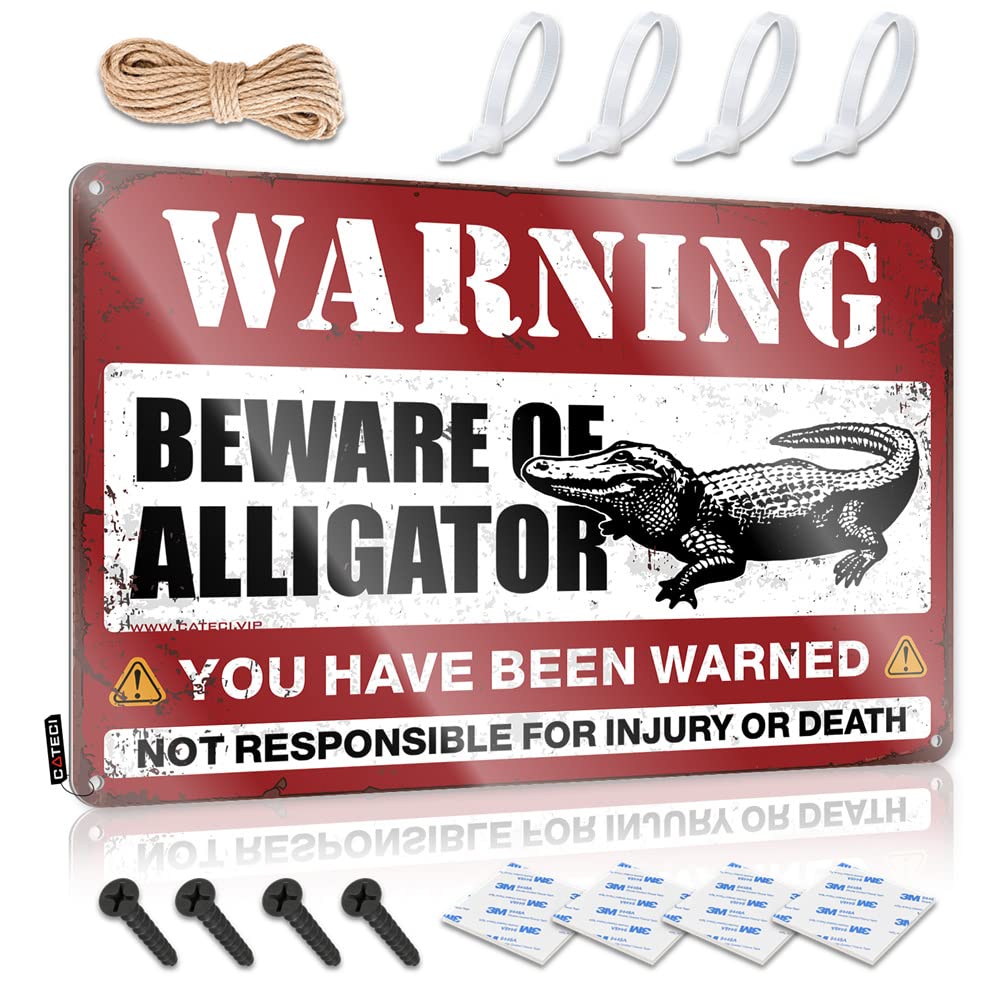 IBWNBBUSN Man Cave Decor And Accessories Beware Of Alligator Sign Decorative Bar Signs Metal Home Sign