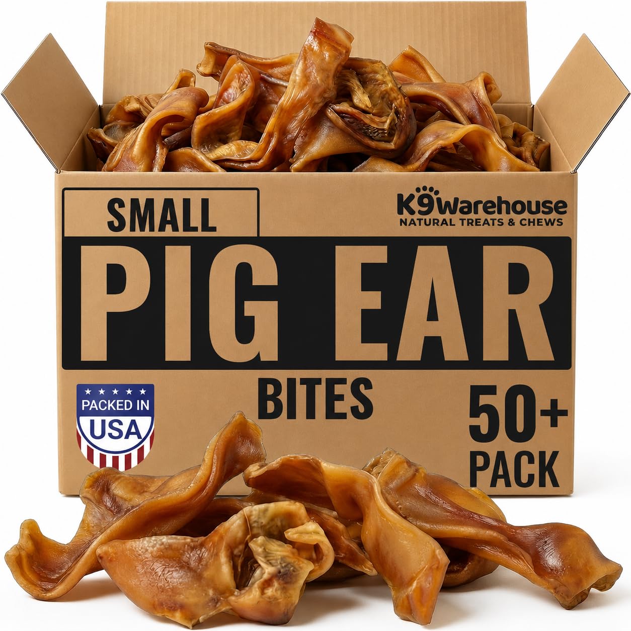 K9warehouse Schweineohren-Streifen, 907 ml, in den USA verpackt, natürliche Massenohren-Silber, Leckerlis aus 100 % reinem Schweinefleisch, Alternative zu Rohleder-Kauartikeln, dick geschnittene