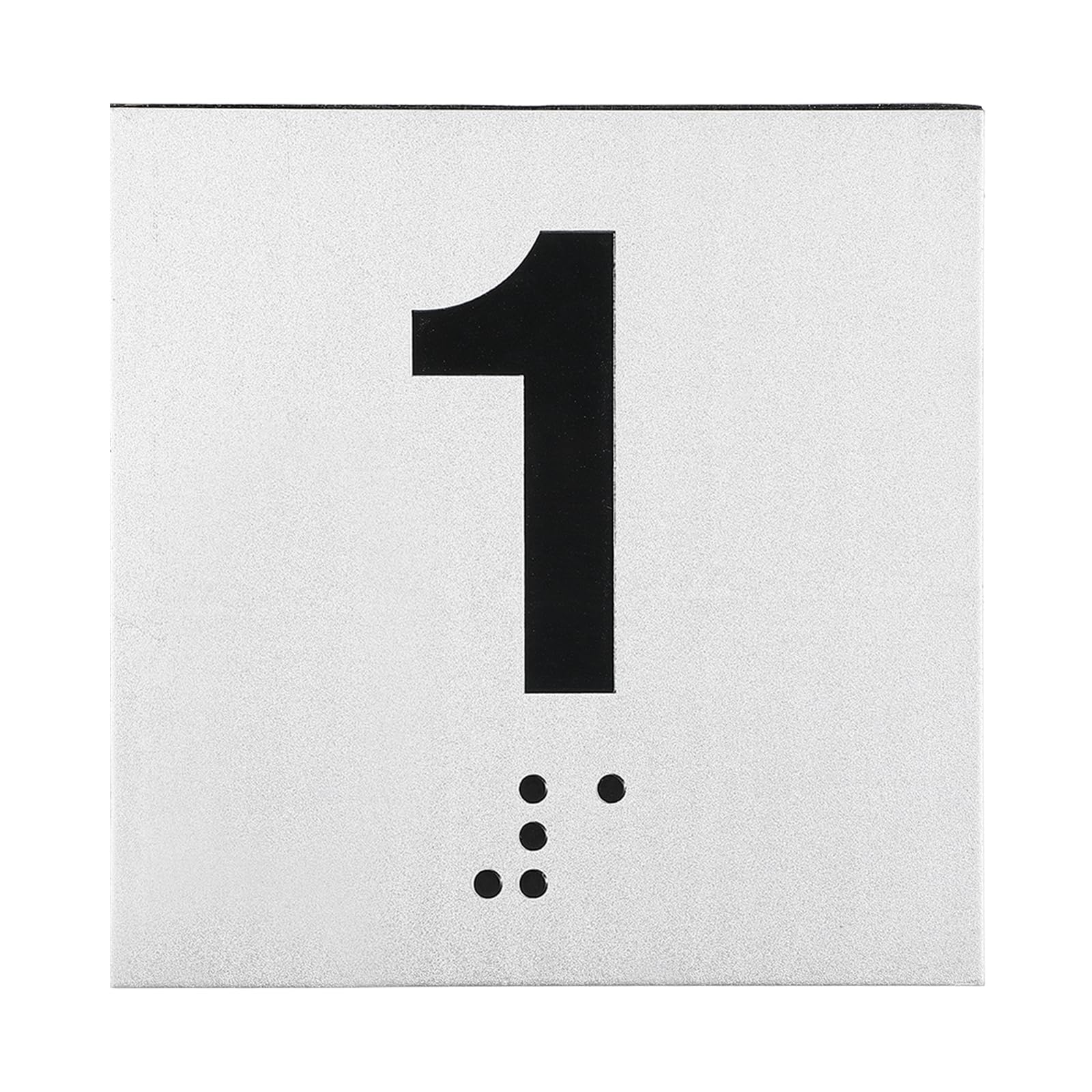 PATIKIL Exam Room Number Sign, 4" x 4" Number 1 Sign with Braille and Tactile Self-Adhesive Identification for Test Center Office Assistance, Black on Silver