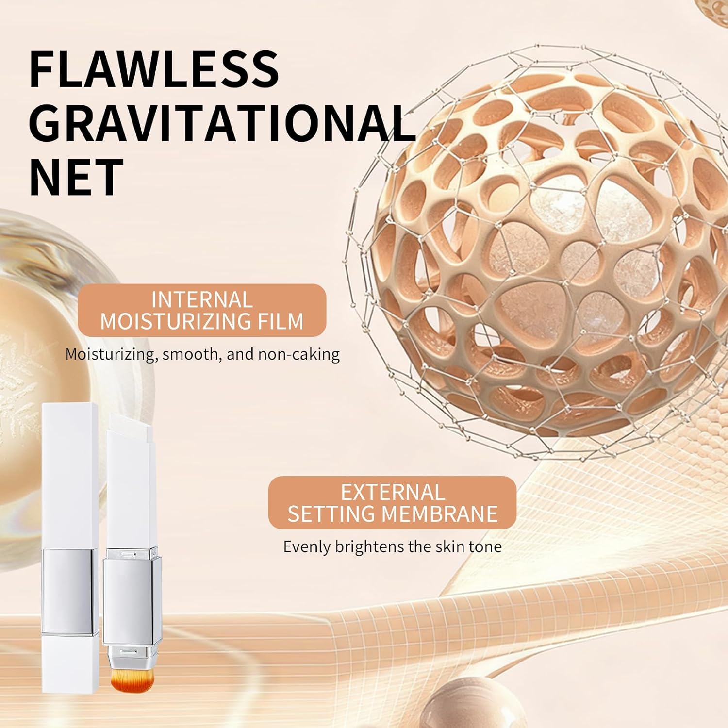 Color-Changing Foundation Stick, Lightweight and Long-Lasting Full Coverage Foundation Stick, Dual-Ended with Ultra-Fine Bristle Brush, Create a Natural, Flawless Makeup Look 01#LIGHT - Image 5