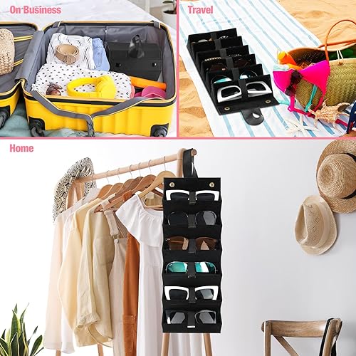 Miniatura 6 de MoKo - Organizador de gafas de sol con 5 ranuras, estuche de viaje para gafas de sol portátil, estuche de almacenamiento para mujeres y hombres