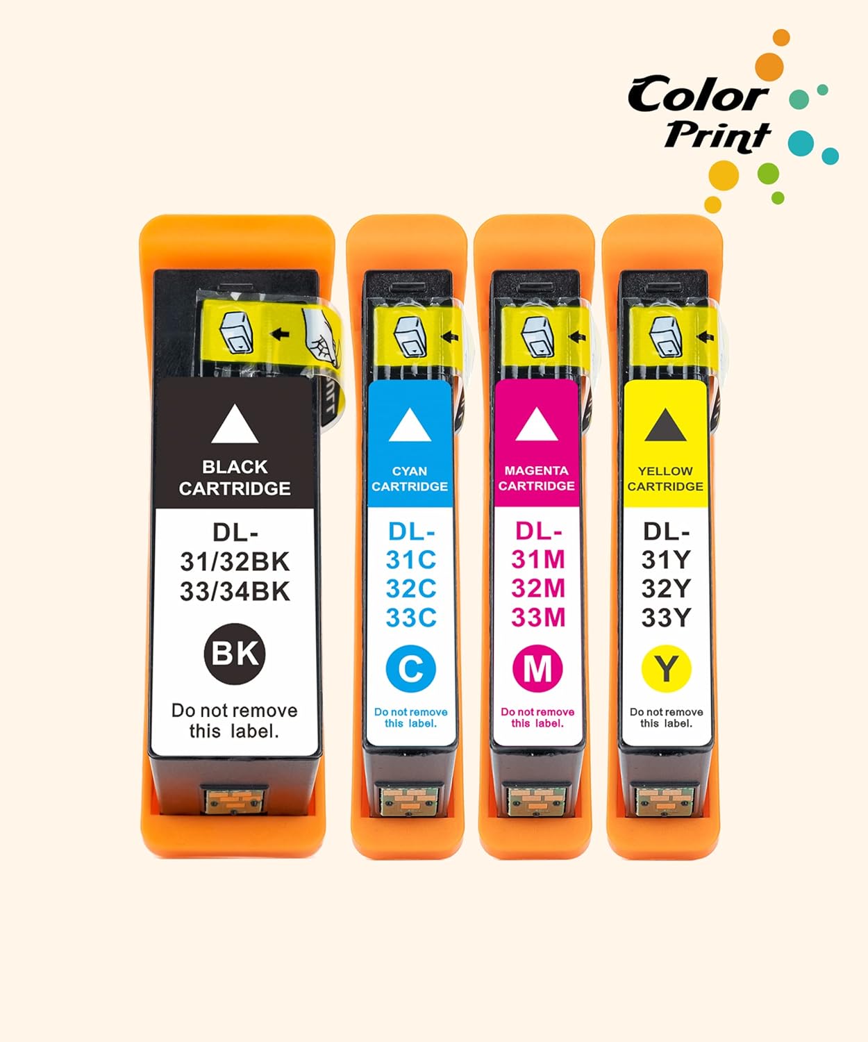 Compatible Ink Cartridge Replacement for Dell Series 31 32 33 34 for V525w V725w 525w 725w V525 V725 Laser Printer (Black,Cyan, Magenta, Yellow, 4-Pack)