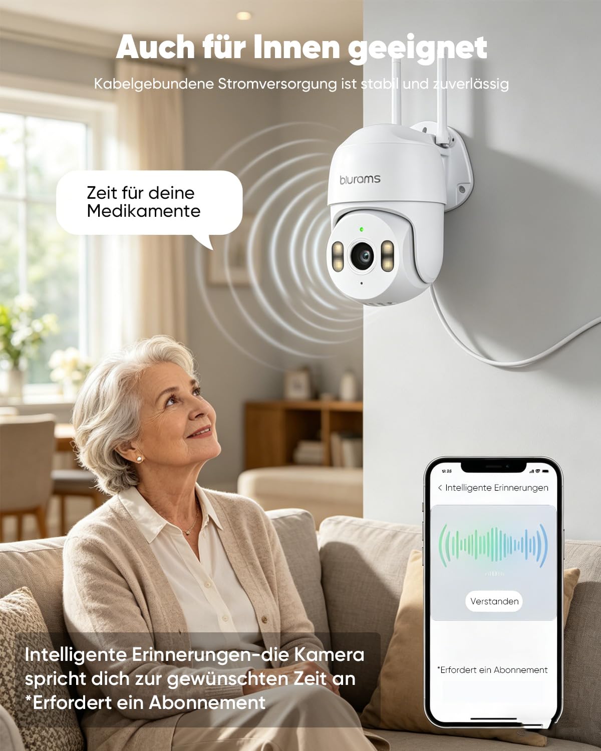 blurams 2K 3MP Überwachungskamera Aussen WLAN - Kamera Überwachung Outdoor mit 5GHz & 2.4GHz WiFi, 360 Grad, Kabelgebunden, Nachtsicht, IP66 Wetterfest