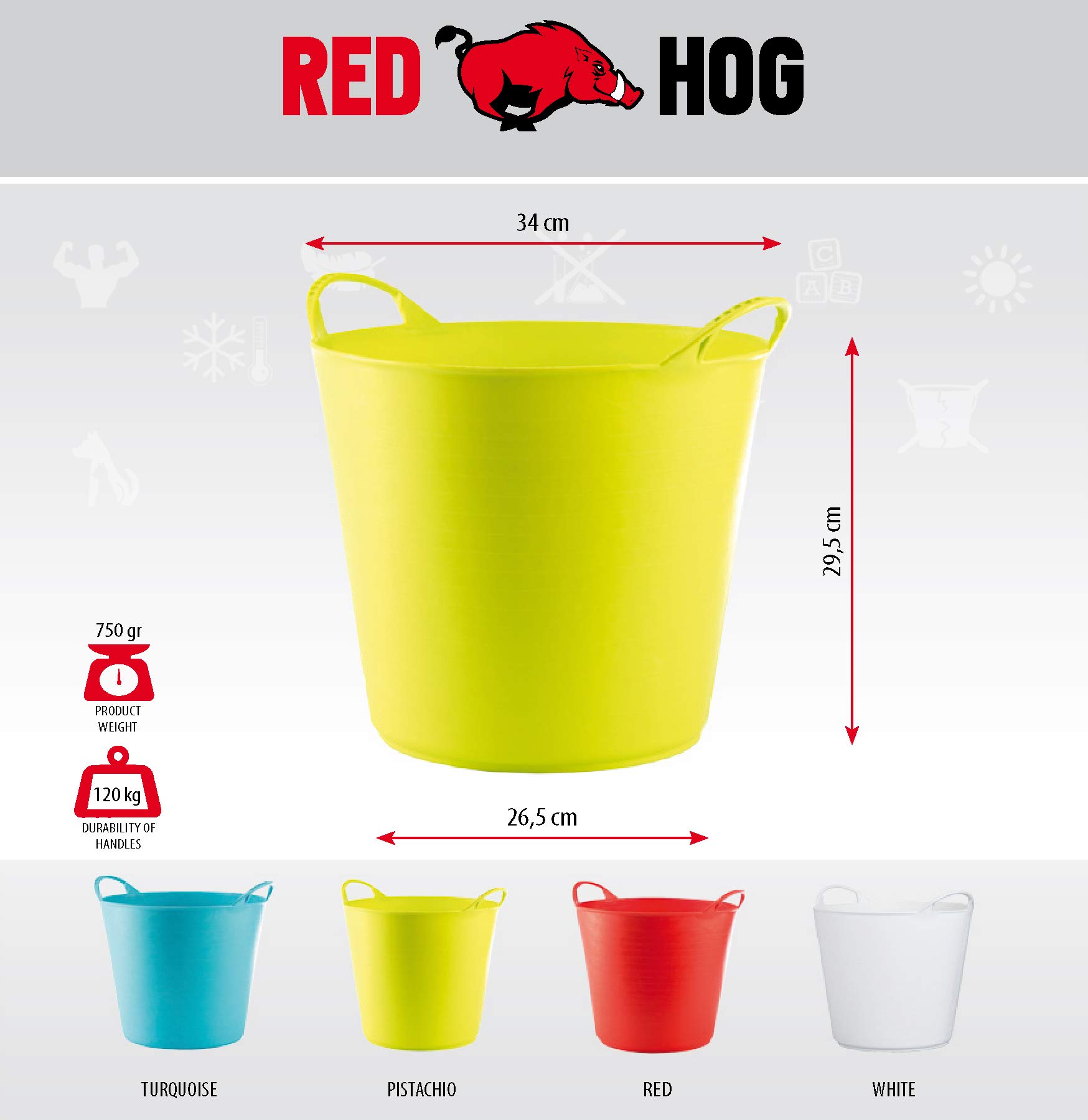 Secchio Flessibile RED HOG 55L - Cestino Multiuso Per Casa, Giardino, Garage, Portata 120kg