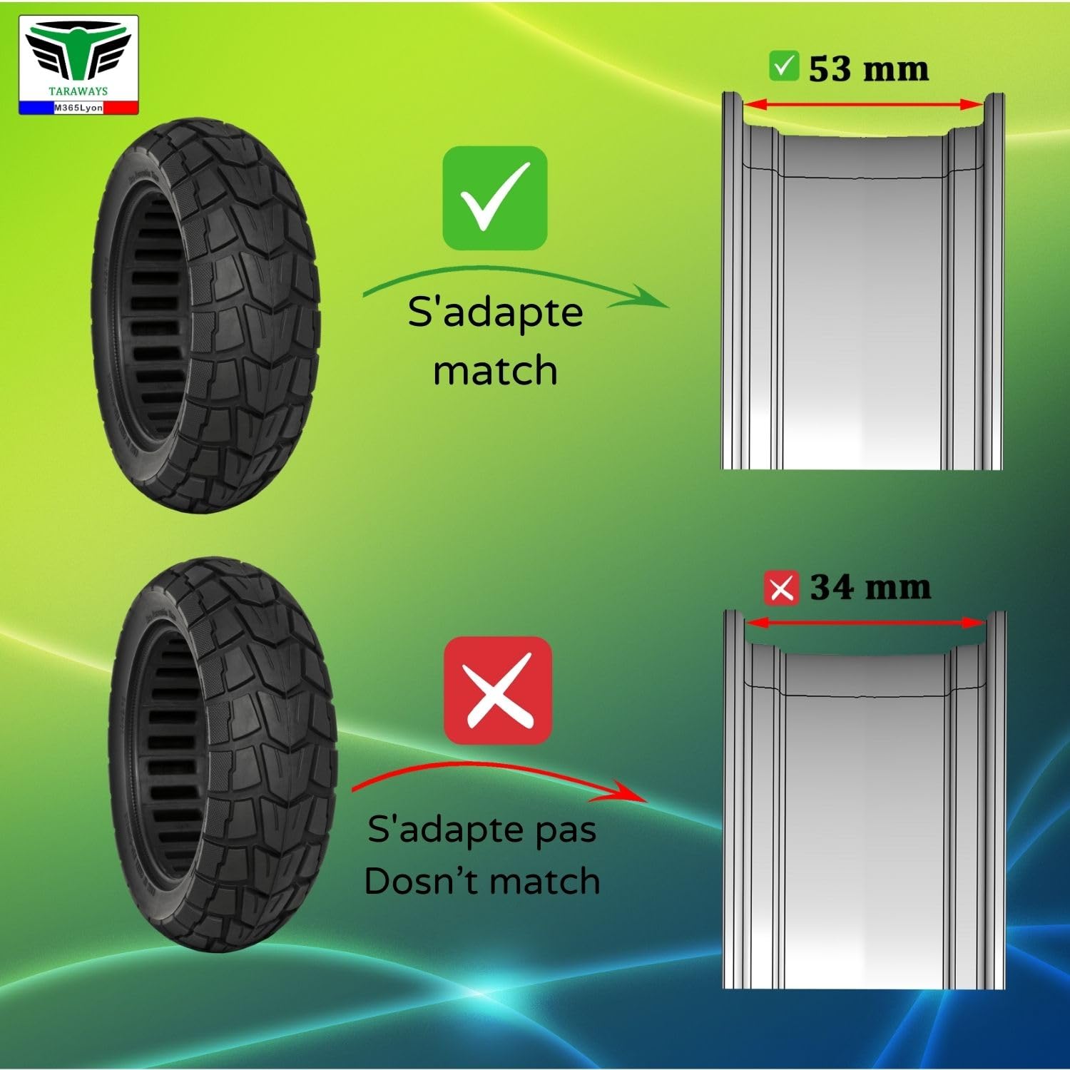 Pneu Plein Anti-Crevaison 10x2.75 (10x2.7-6.5) Pouces pour Trottinettes Electrique UrbanGlide E-CROSS PRO All Road 5, E-CROSSE MAX, E-CROSS PRO kukirin G2 (1xTire)