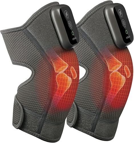 Masajeador de rodilla recargable de grafeno infrarrojo lejano con vibración térmica para aliviar el dolor y la presión, terapia de artritis, 15