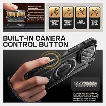 SUPCASE for iPhone 16 Pro Max Case (6.9 inch) with Camera Cover Stand, Dark | Compatible with MagSafe, Camera Control Button, Military-Grade Drop Protection, Heavy Duty Rugged Magnetic Case, UB Mag XT