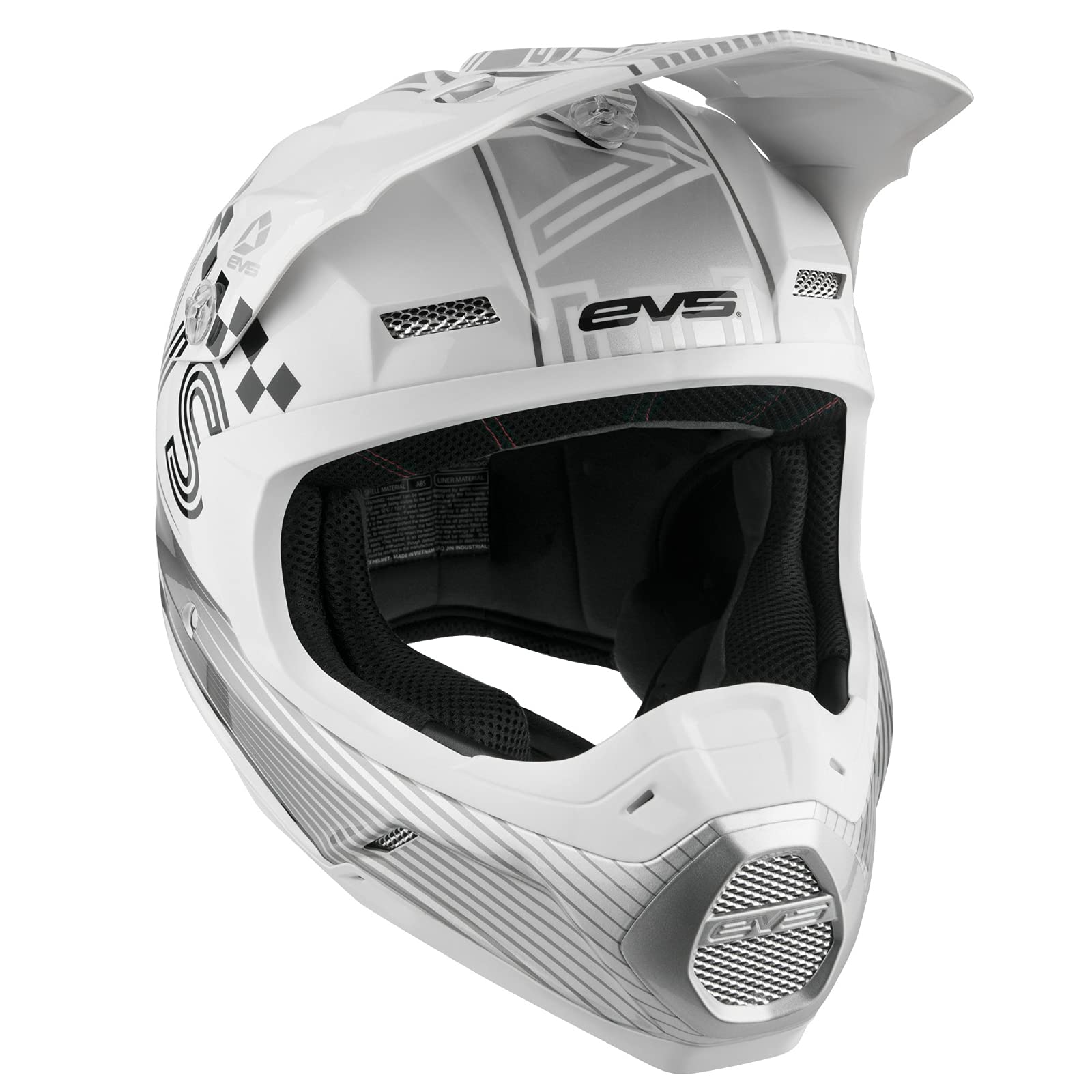 EVS Sports Unisex-Adult T5 Torino Off Road Full Face Motorcycle Helmet (White, Medium),H20T5T-WH-M