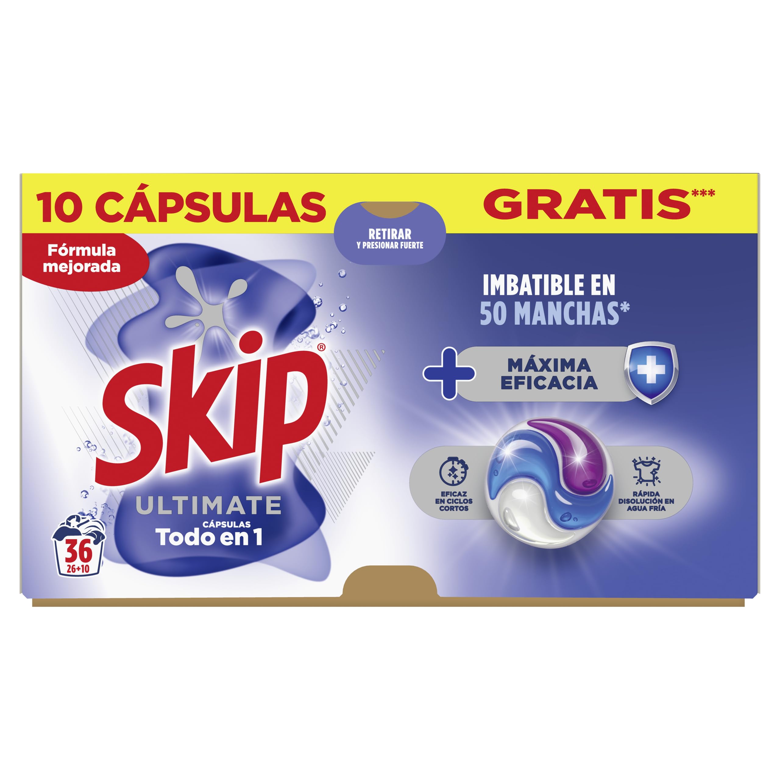 Skip Ultimate Detergente en Cápsulas para la ropa Máxima Eficacia, 3 x 36 lavados