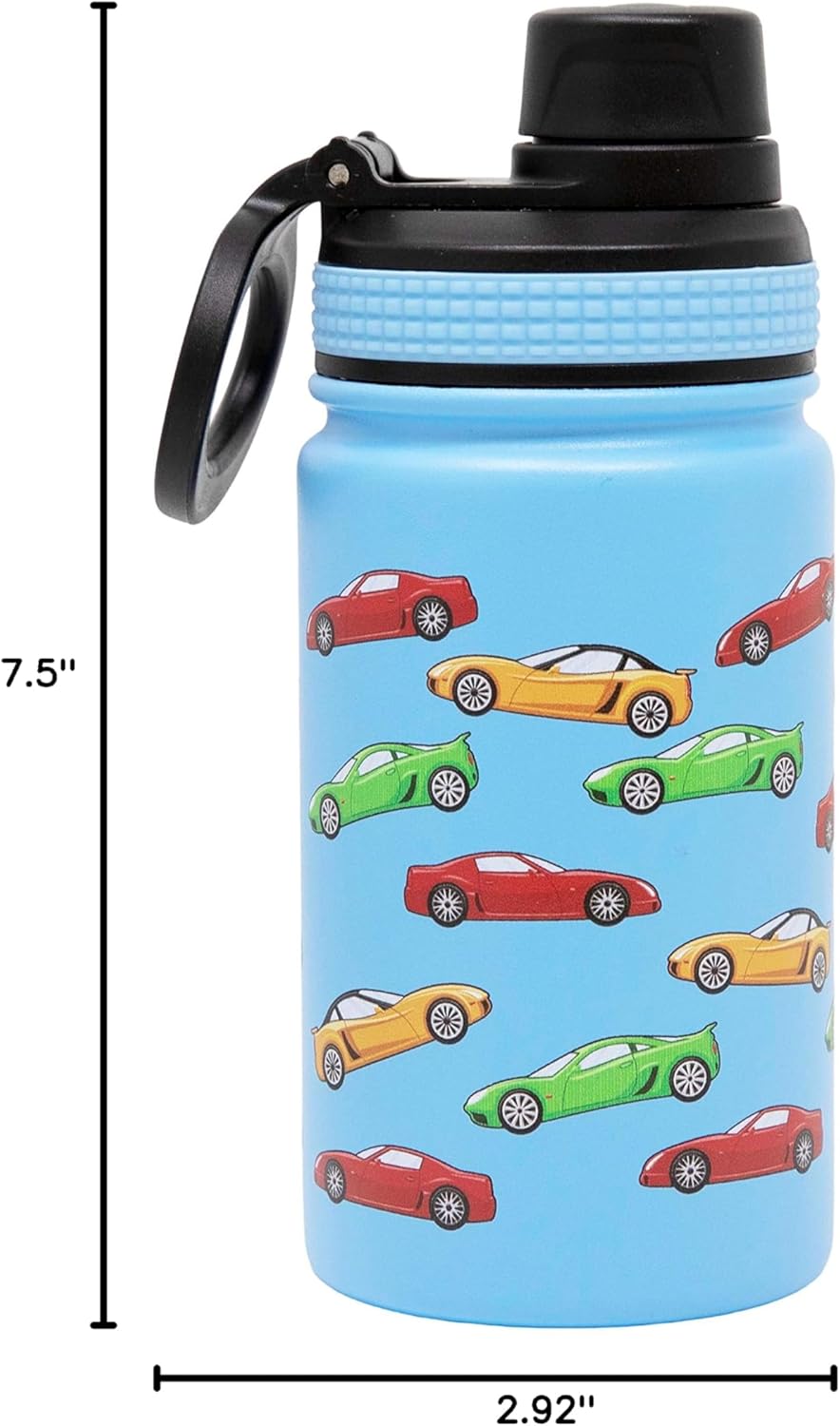 MIRA 12 oz Stainless Steel Kids Water Bottle - Metal Thermo Flask Keeps Cold for 24 Hours, Hot for 12 Hours - Double Wall Vacuum Insulated - Leak Proof BPA-Free Lid - Racecars - Image 9