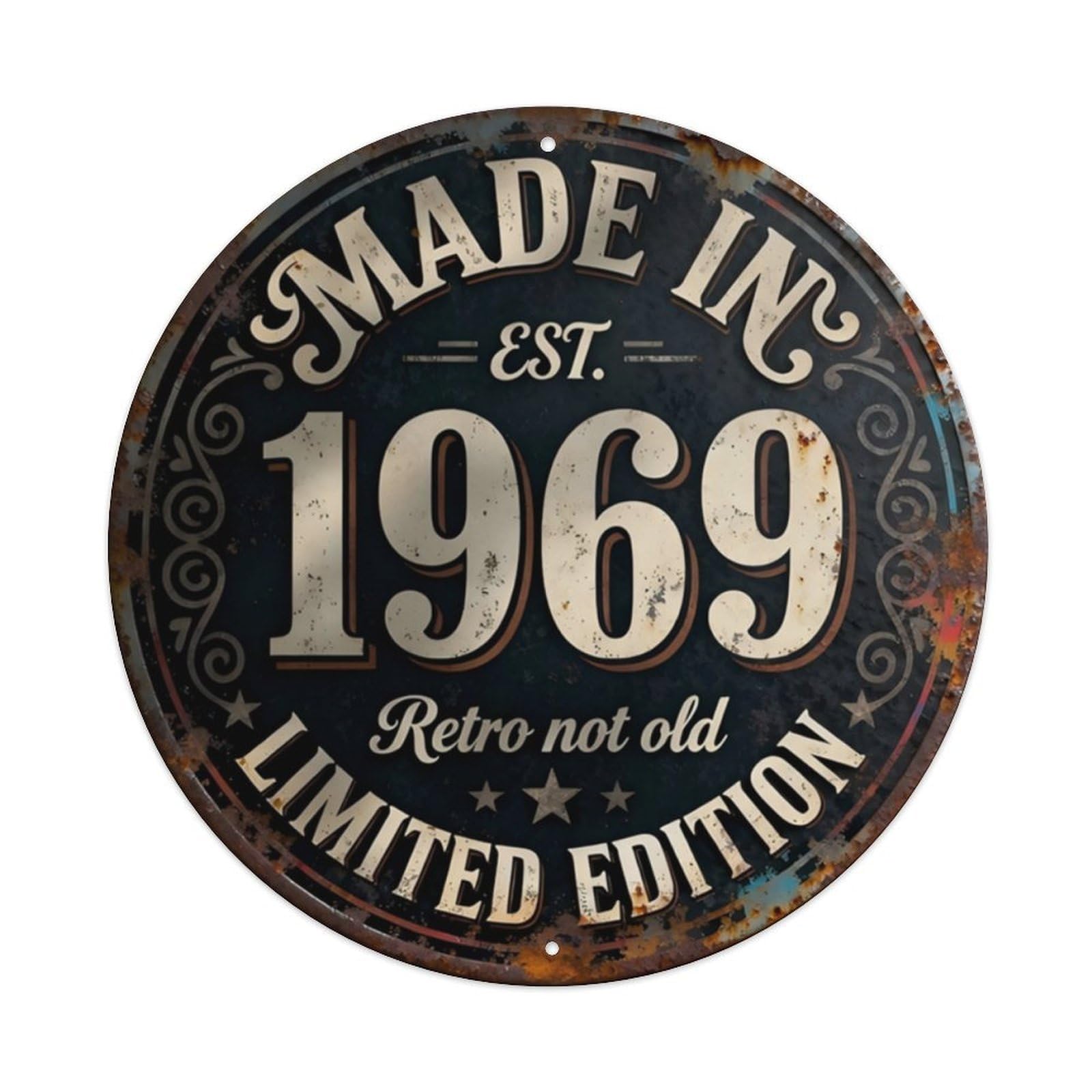 Made In 1969 Retro Not Old Limited Edition Vintage Birthday Sign Vintage Aluminium Metal Sign, Retro Wall Decor for Home, Bar, Garage & Farmhouse 20x20cm