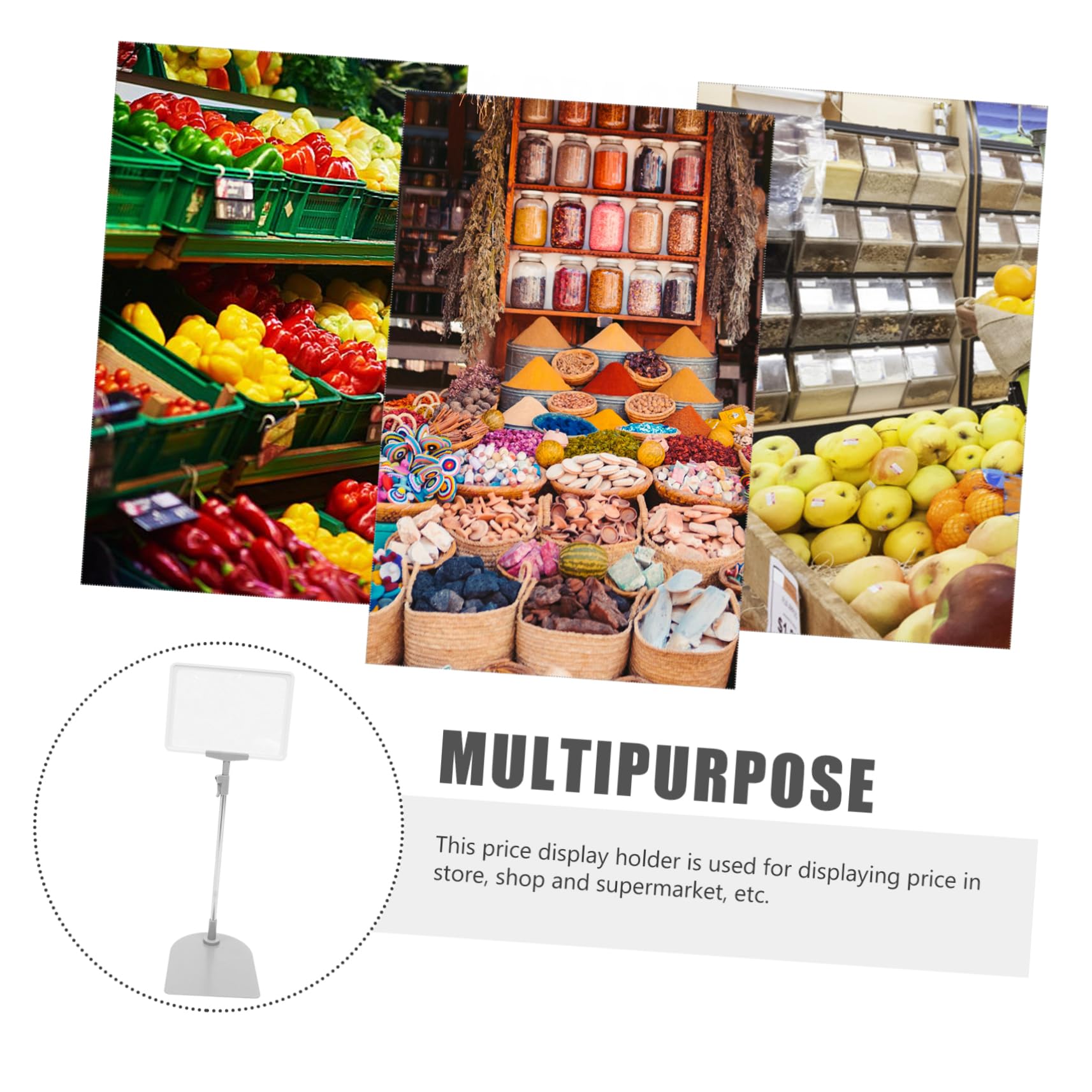 Porta Cartellino Prezzi A5 Bianco in Acciaio Inox e Plastica | Espositore per Negozio e Frutta, Design Stabile Riutilizzabile, Supporto Prezzi per Scaffale