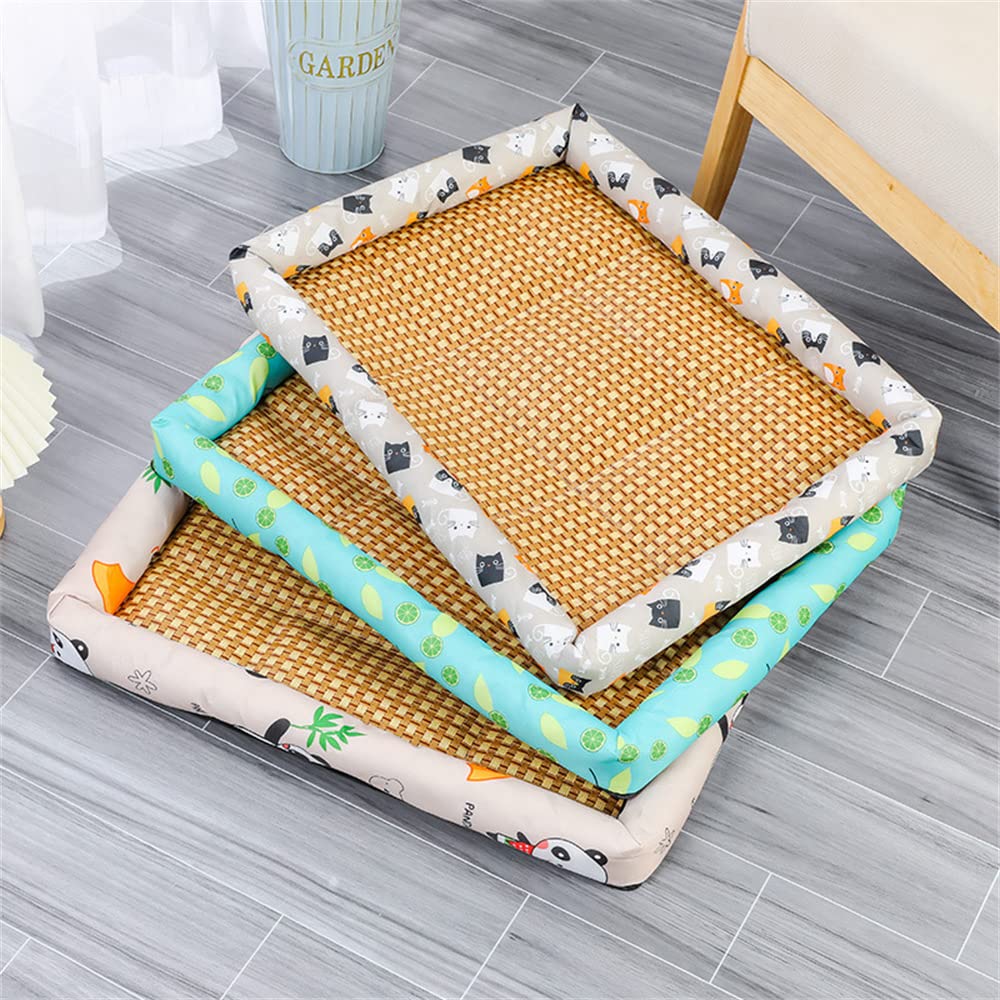 Lukery Cuscinetti Refrigeranti in bambù per Gatti e Cani, Estate Portatile Materasso Tappetino Refrigerante Lavabile Tappetino Animali per la Casa e in Viaggio (70x55cm,Gatto Blu)