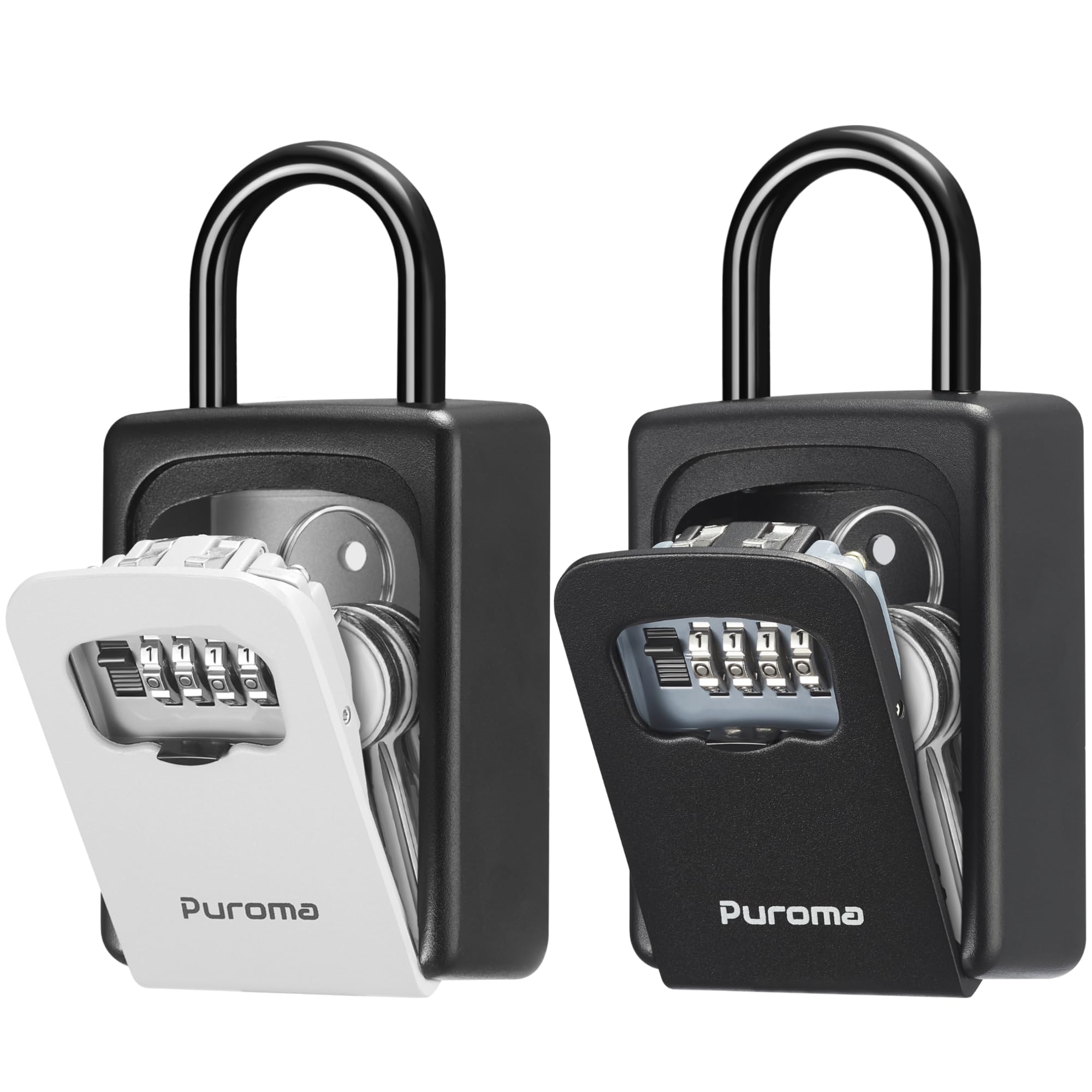 Puroma Lock Box, Large Key Lock Box Resettable Combination Lockbox, Portable Wall Mount Lockbox Security Safe Box for Outside Outdoor Home Office Door