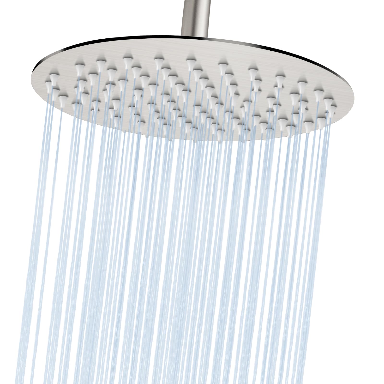 Midanya Brushed Nickel Round Rainfall Shower Head 10 Inch Stainless Steel Ultra Thin Design High Pressure