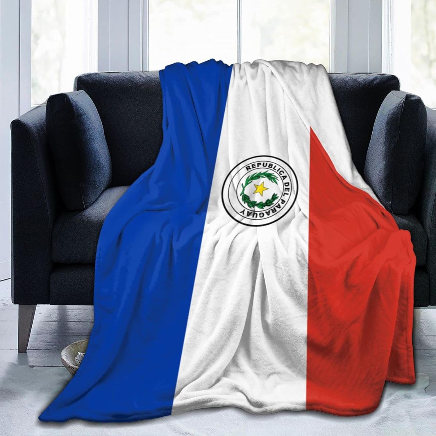 Flag of Paraguay Throw Blanket 60"x50" Soft Cozy Blanket for Bed Sofa Couch Camping and Travel