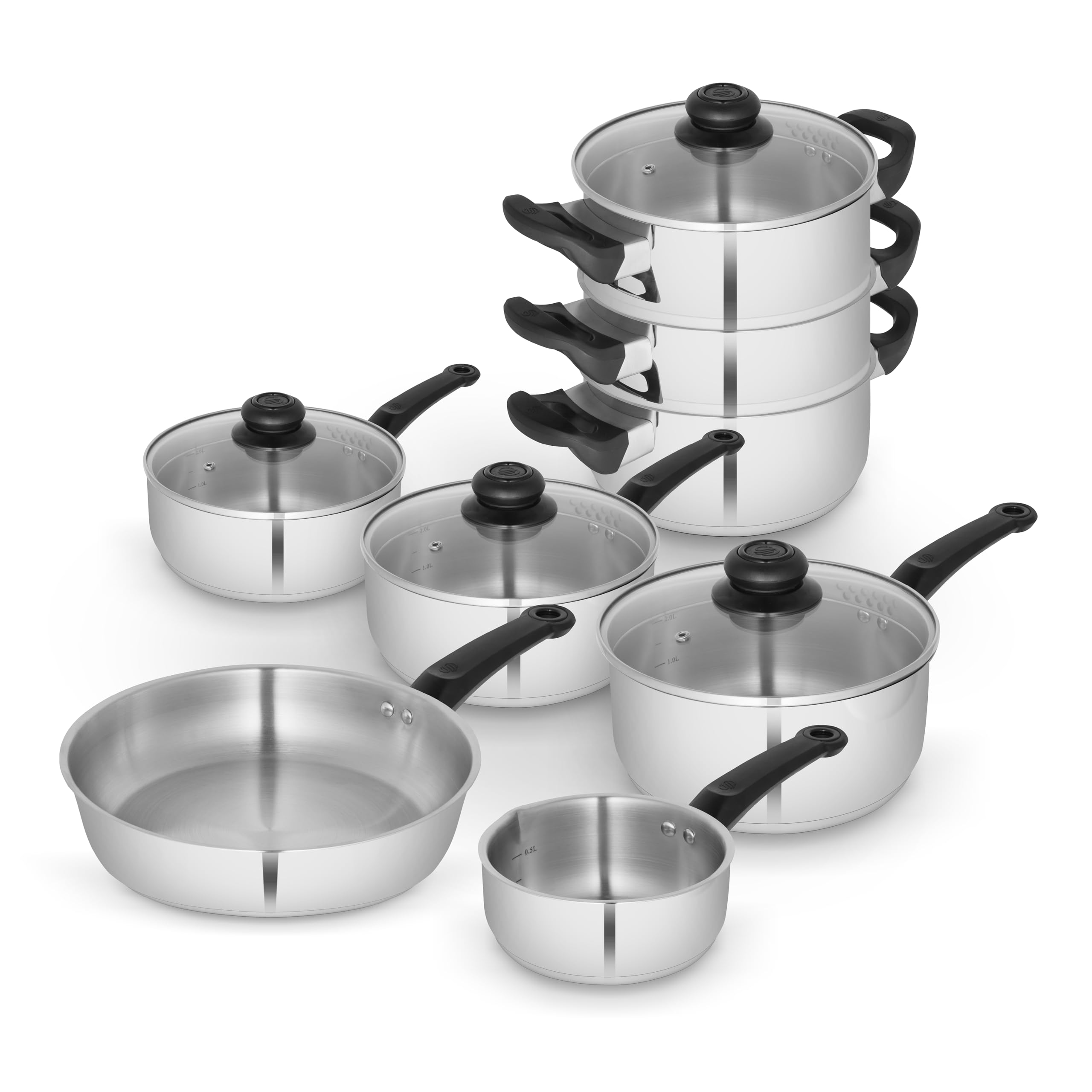 Swan Townhouse 8-Piece Stainless Steel Pan Set