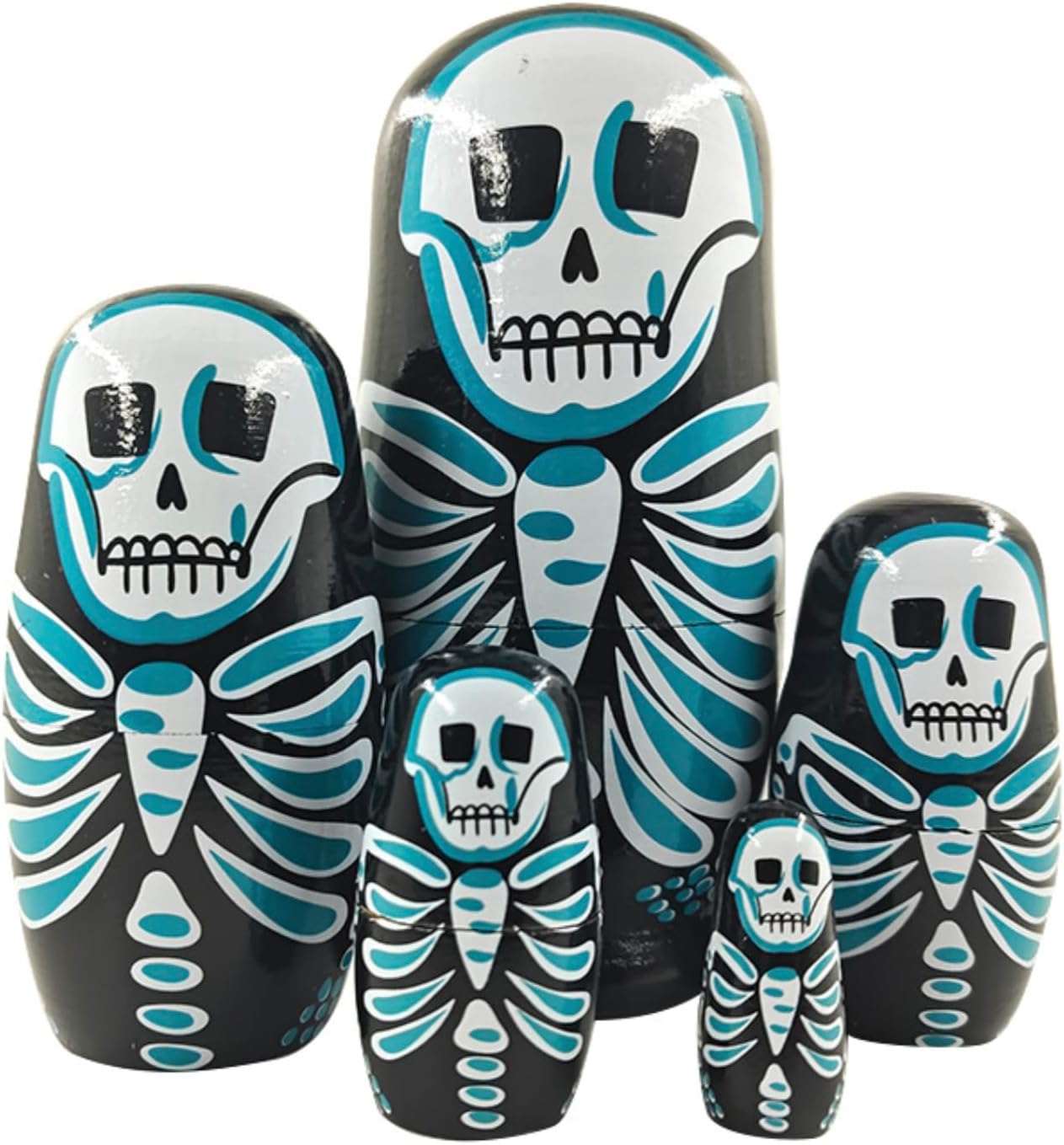 Skull Nesting Dolls - Cute Animal Matryoshka Doll Handmade Wooden Dolls for Children Christmas Birthday Decoration Halloween Wishing Gift