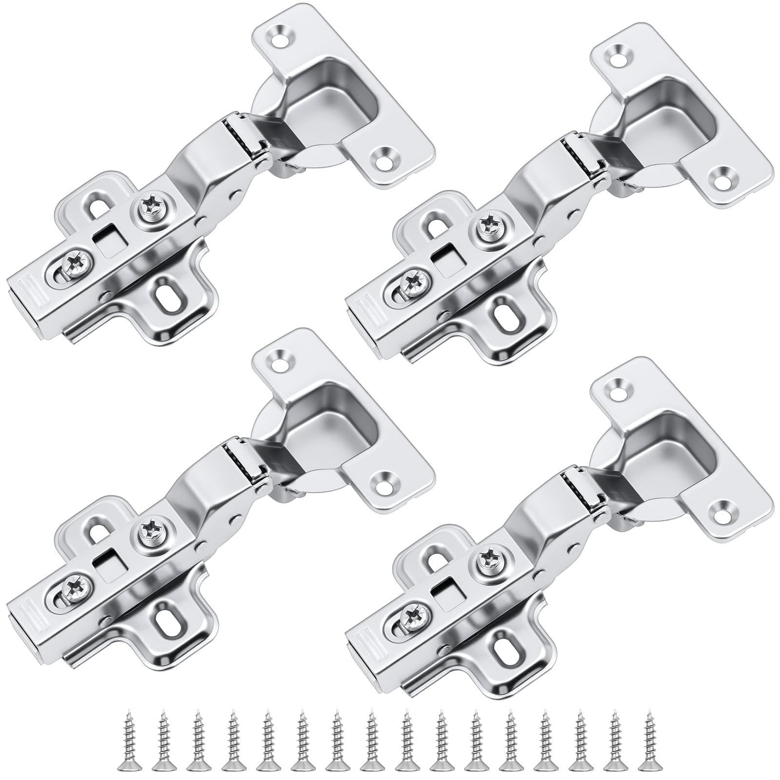 NUTKIT 4Pcs Kitchen Cabinet Cupboard Wardrobe Door Hinges(Half Overlay)
