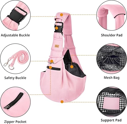 Miniatura 5 de CUBY Transportador para perros y gatos Bolsa reversible de papoose para mascotas manos libres Bolsa suave y diseño de bolsa Adecuado para