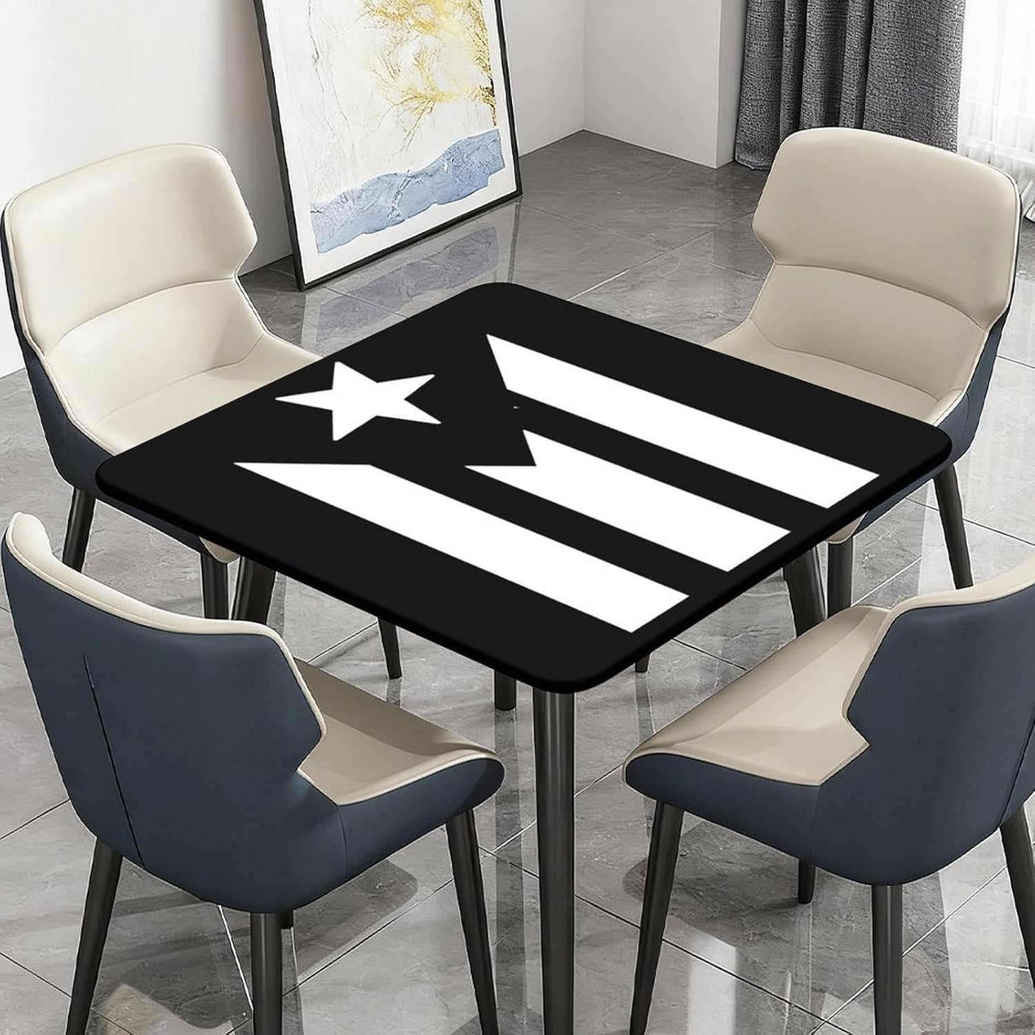 Puerto Resiste Boricua Flag Square Tablecloth Print Table Cloths Table Cover Wedding Party Holiday Decor