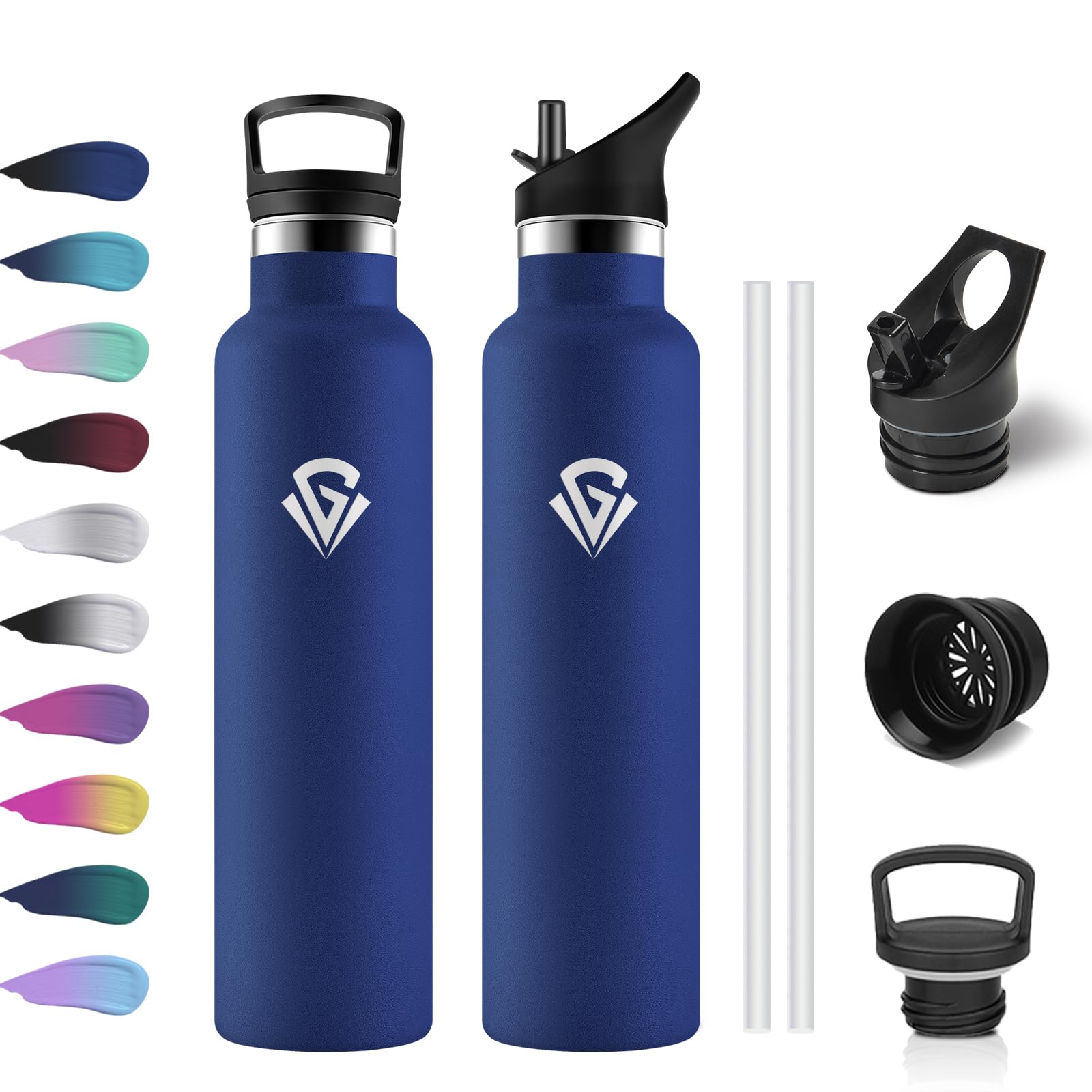 Botella Agua Acero Inoxidable 750ml, Cantimplora Termo con Pajita y Filtro, sin BPA, Reutilizable, Fácil de llevar, Termo a Prueba de Fugas, Cantimplora para Adultos, Oficina, Escuela, Bicicleta — view 18