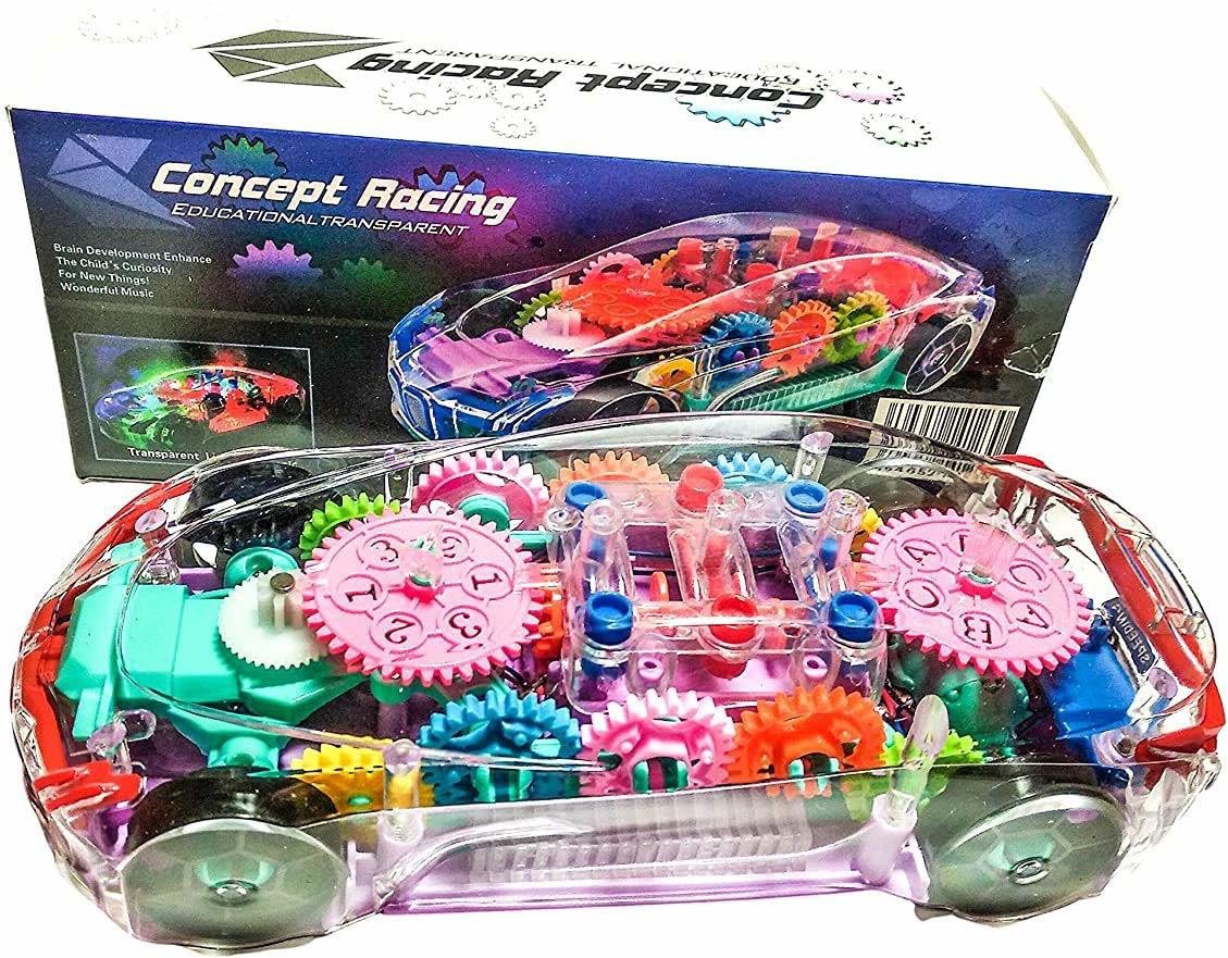 KMC KIDOZ 3D Car with 360 Degree Rotation, Gear Simulation Mechanical Car, Sound & Light Toys for Kids Boys & Girls (Multicolor) (kmc1086)