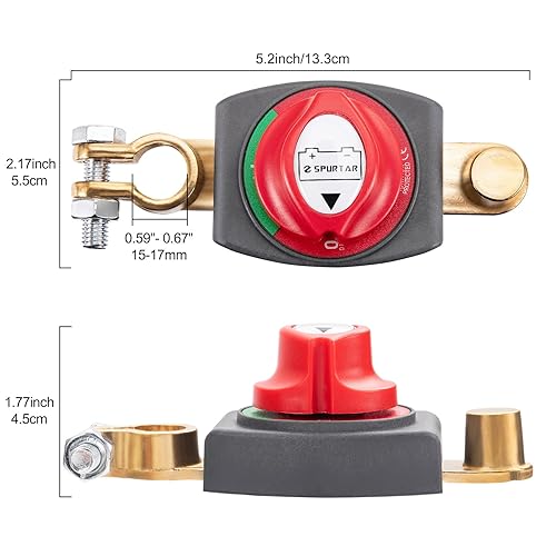 Miniatura 10 de Interruptor de desconexión maestro de batería de poste superior (2 piezas) universal de terminal de batería, interruptor de corte de desconexión