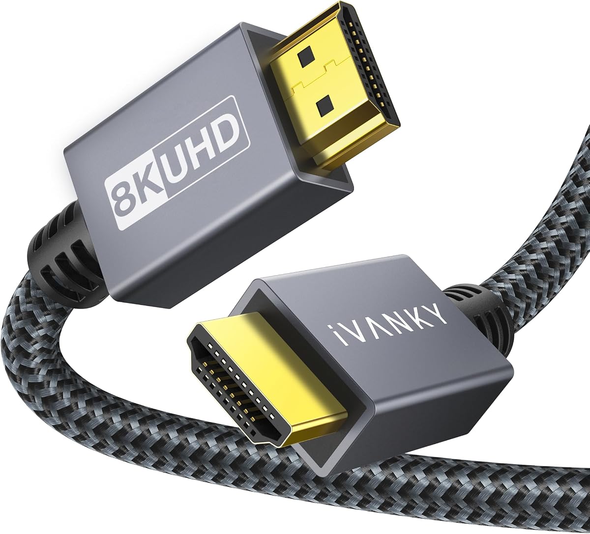 Cable HDMI IVANKY 10K 8K de 10 pies, 48Gbps Cable HDMI 2.1 de ultra alta velocidad | 8K@60Hz, 4K@120Hz, HDR/eARC/HDCP 2.2 y 2.3, cable HDMI trenzado de 10 pies compatible con Roku TV/PS5/Xbox /portátil/monitor/PC/interruptor