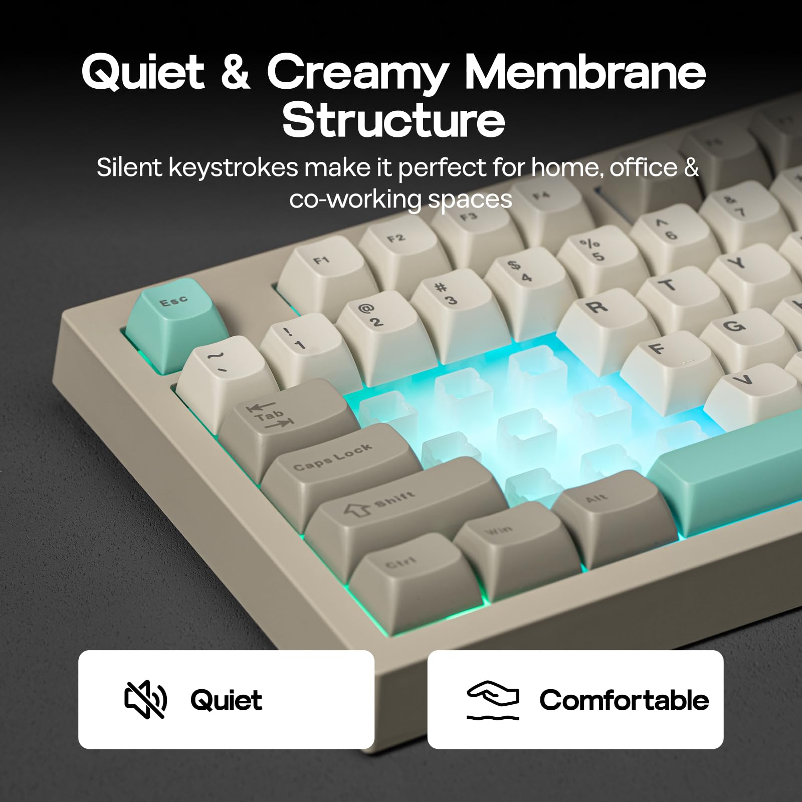EPOMAKER Aula S102 Pro Teclado Silencioso para Juegos de Membrana con Pantalla TFT, Control de Volumen&Teclado Numérico, BT/2.4G/USB, RGB, Estructura de Silicona Suave, para Gaming/Oficina (Gris) — view 4