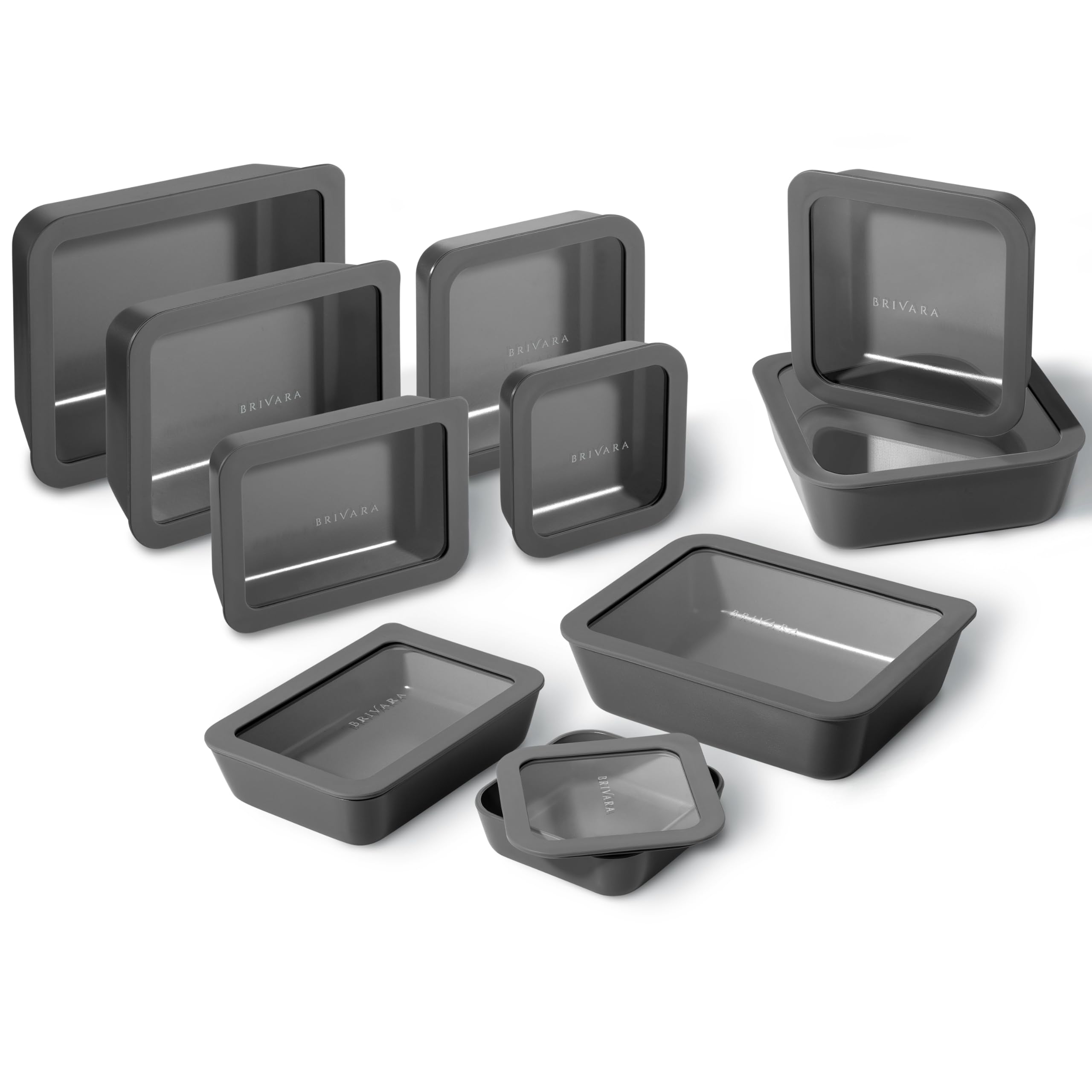 BRIVARA HOME Ceramic Coated Glass Food Storage Containers