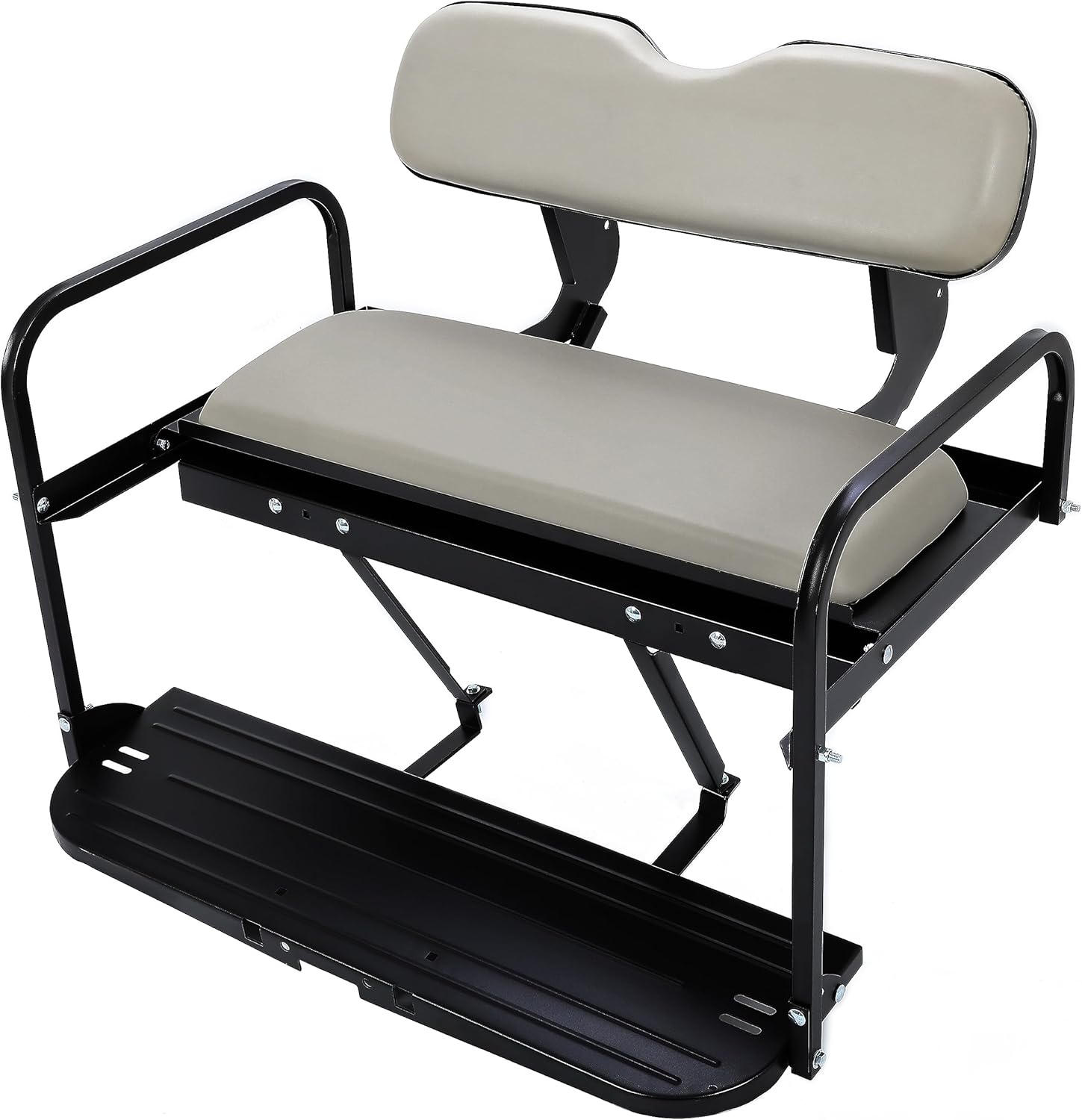 KUAFU Folding Rear Back Seat Kit for Yamaha G14 G16 G19 G22 Golf Carts - Steel Frame, Faux Leather, Off-White