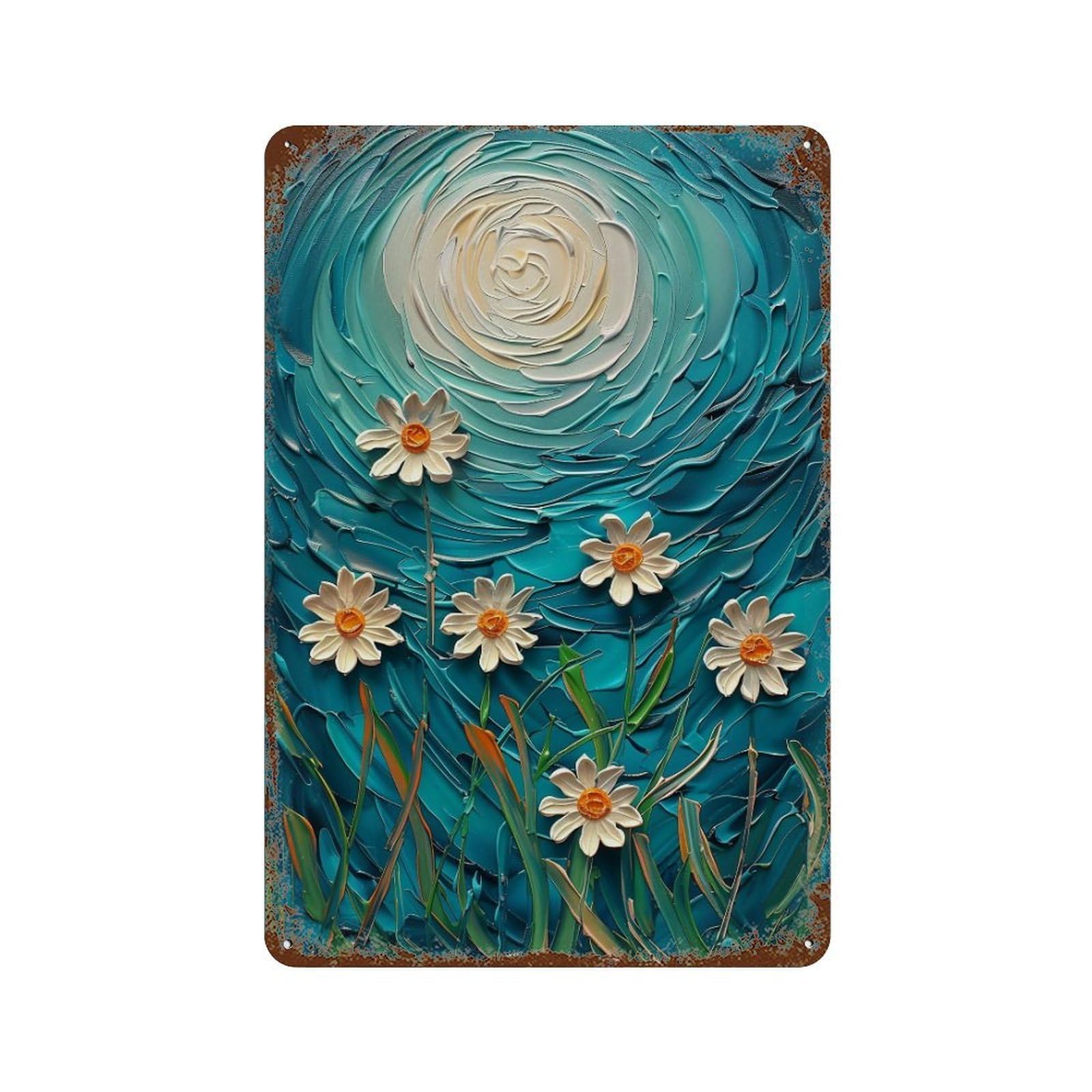 WUJHGRSG Post Impressionist Spiral Night Floral Twig Composition 02 Wall Art Retro Iron Vintage Metal Tin Sign Poster Modern Decor for Home Cofffee Club Bar Shop Style 30x20cm
