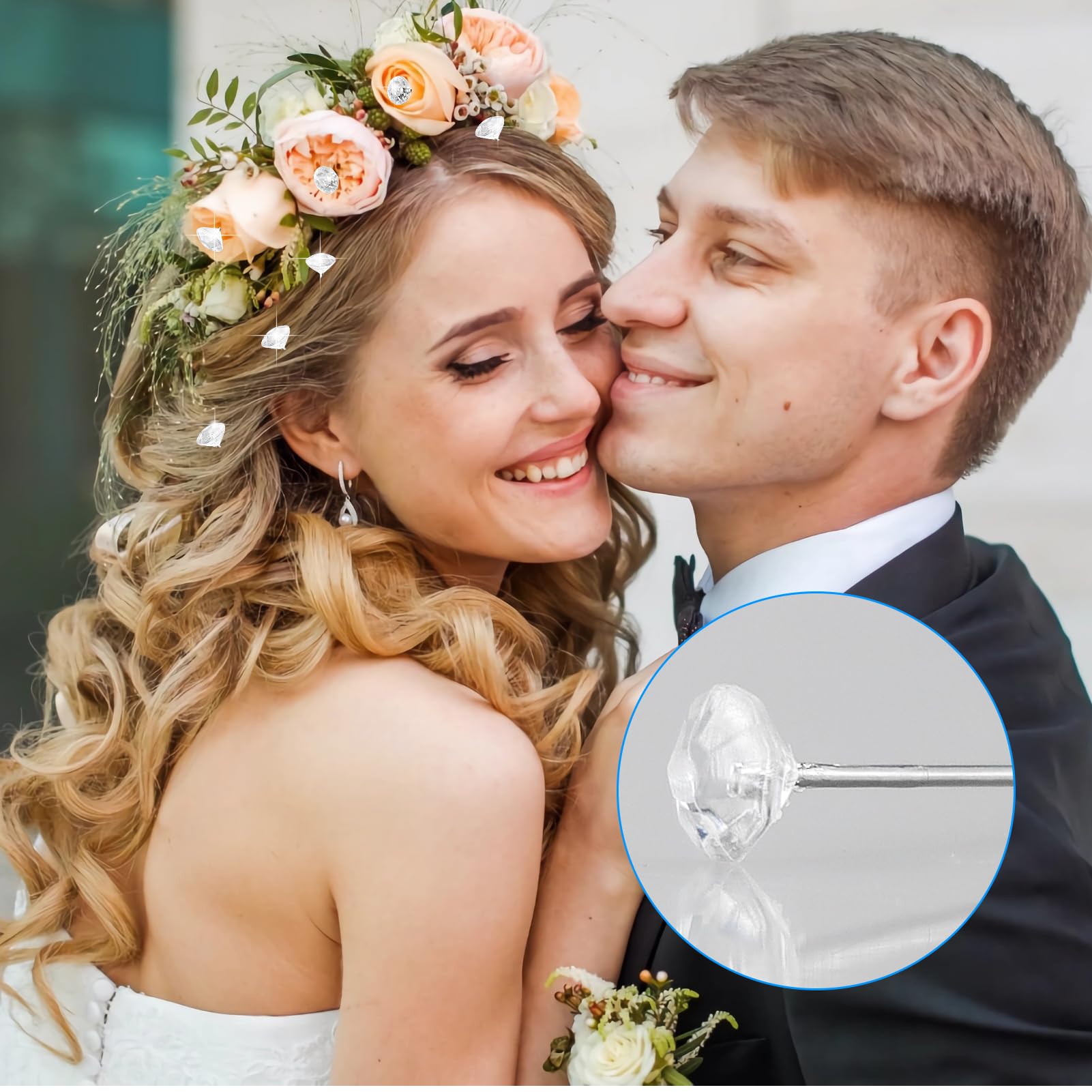 HXMJIED 100 spilli con testa in cristallo di diamante – Spilli a forma di fiore per decorazioni nuziali e fai da te cucito artigianato