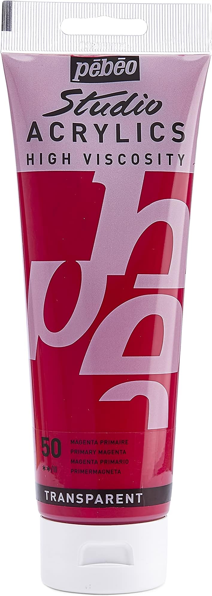 Pebeo Studio Acrylics High Viscosity, Fine Acrylic, 250 ml - Primary Magenta