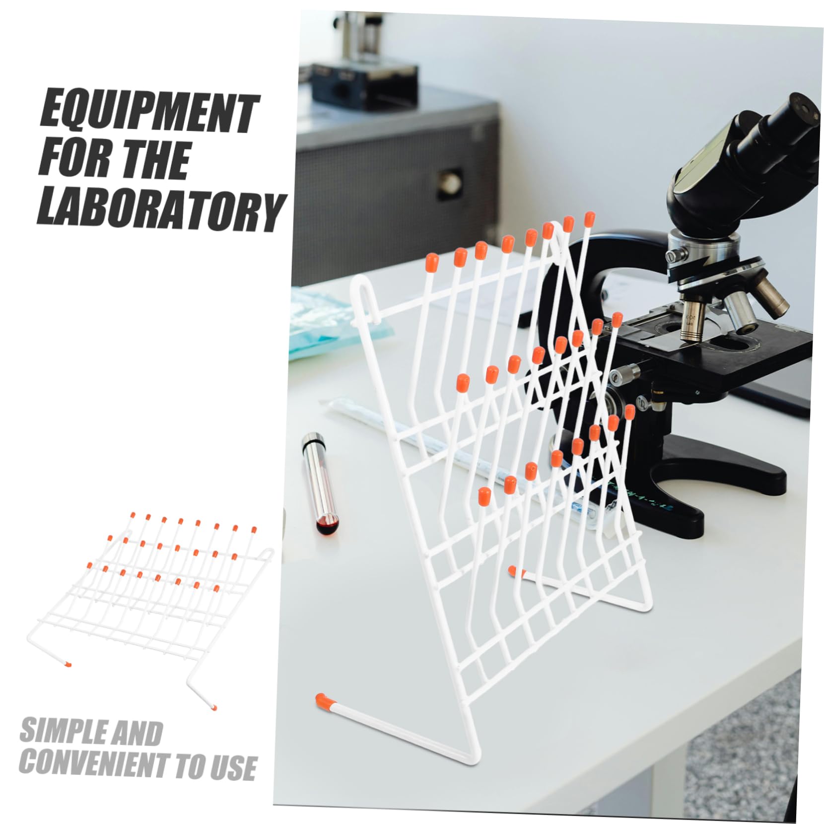 Gradilla para Tubos de Ensayo de Laboratorio 24 Puestos Hierro | Blanco, Ligera y Fácil de Transportar, para Secado de Vasos y Uso en Laboratorio E Investigación