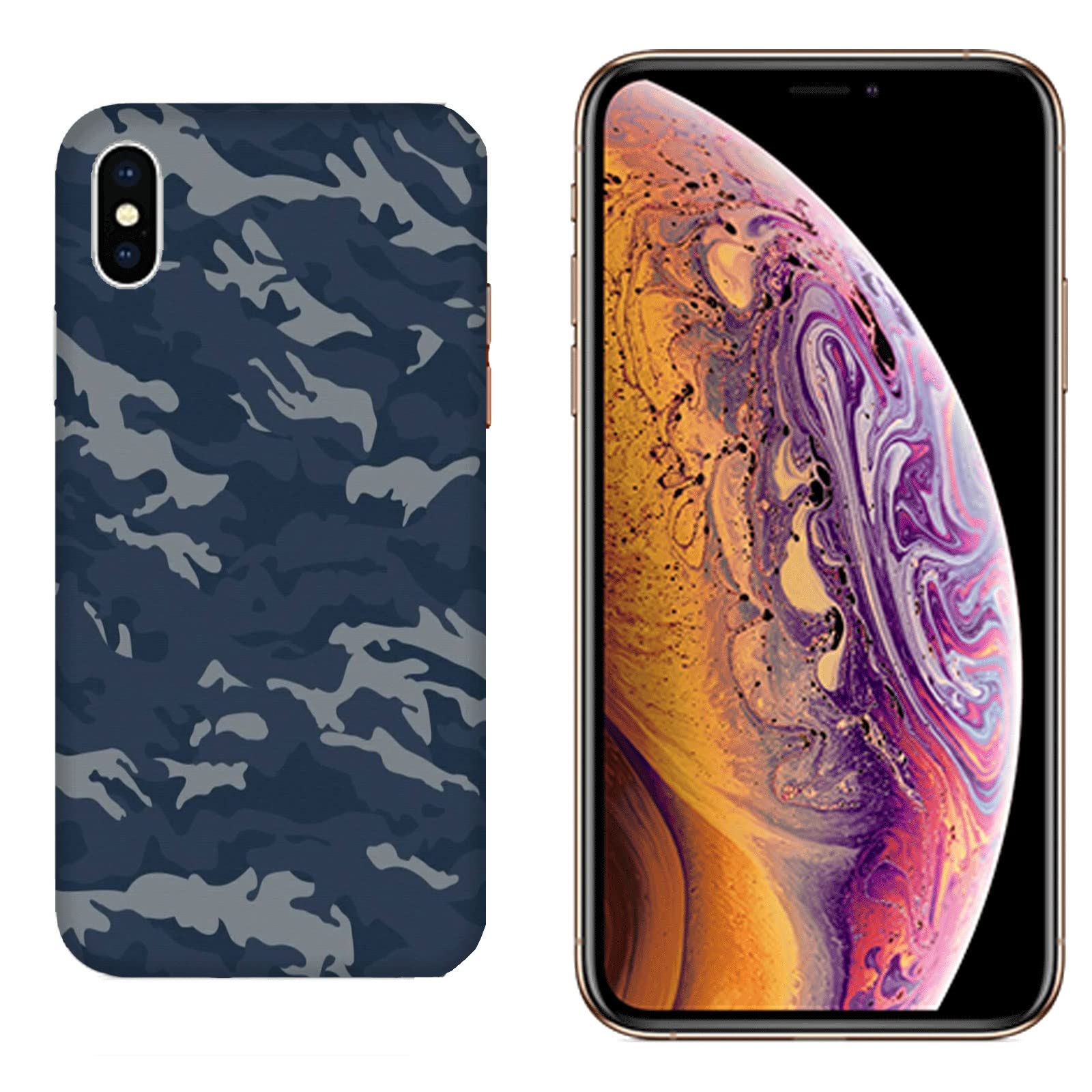 Cover Militare Con Supporto Per IPhone XS Max – Custodia Antiurto In TPU E PC Con Lamine Metalliche, Verde Mimetico - 3