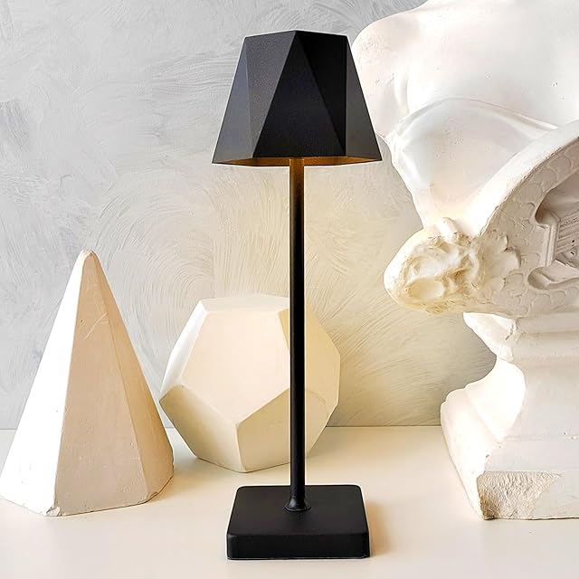 KERNOWO Cordless Table Lamp, 5000mAh LED Rechargeable Battery Operated Beside Lamps, 5 Lighting Modes & Stepless Dimmable Wireless Touch Lamp for Bedroom, Living Room, Restaurant (Black)