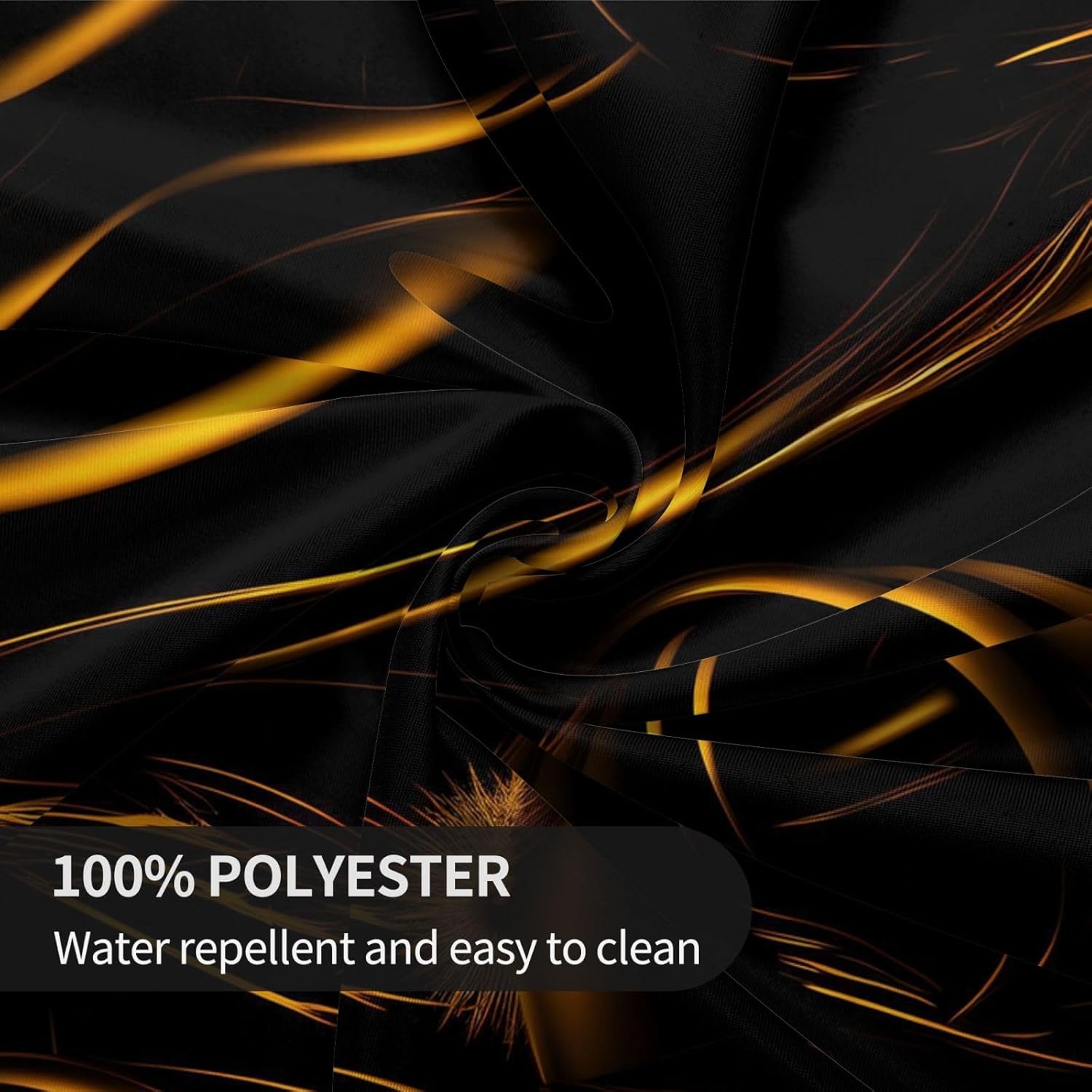 Black and Gold Background Print Wrinkle Free Dining Table Cover for Birthday Party Farmhouse Tablecloths Up to 60 x 60 Inches