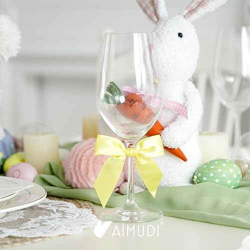 Vista 156 de AIMUDI Lazos giratorios para bolsas de golosinas de 3.5 pulgadas, lazos de satén azul turquesa para manualidades, lazos prefabricados con lazos Azul