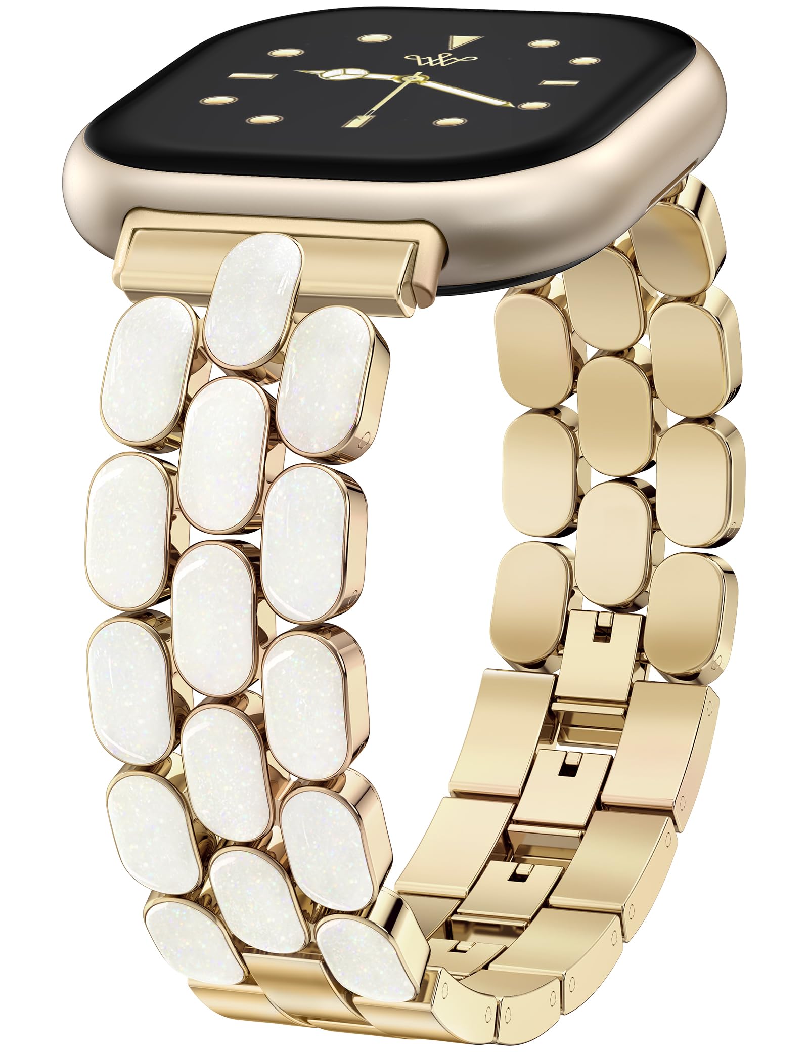 Photo 1 of Wearlizer Resin Metal Band Compatible with Fitbit Versa 4 Bands for Women